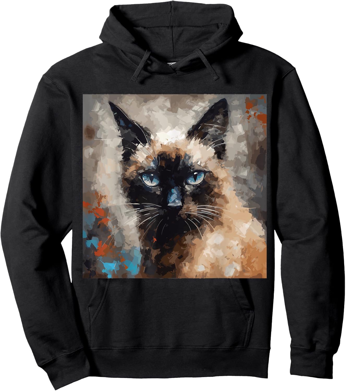 Siamese Cat Kitten Painting Cat Lover Funny Siamois Kitty Hoodie - Hoodie | Black