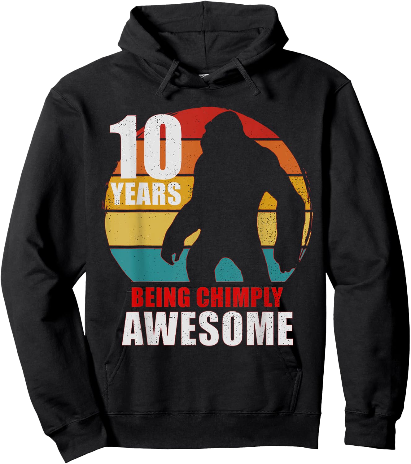 10 Years Old Being Chimply Awesome 10th Birthday Monkey Hoodie - Hoodie | Black