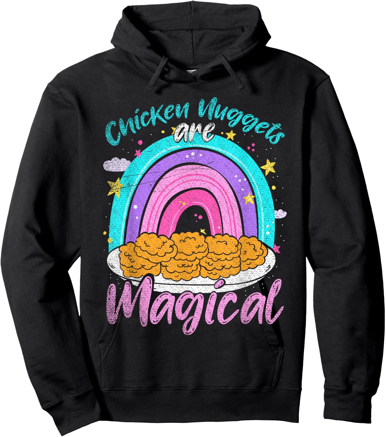 Chicken Nuggets Are Magical Rainbow Funny Chicken Nugget Hoodie - Hoodie | Black