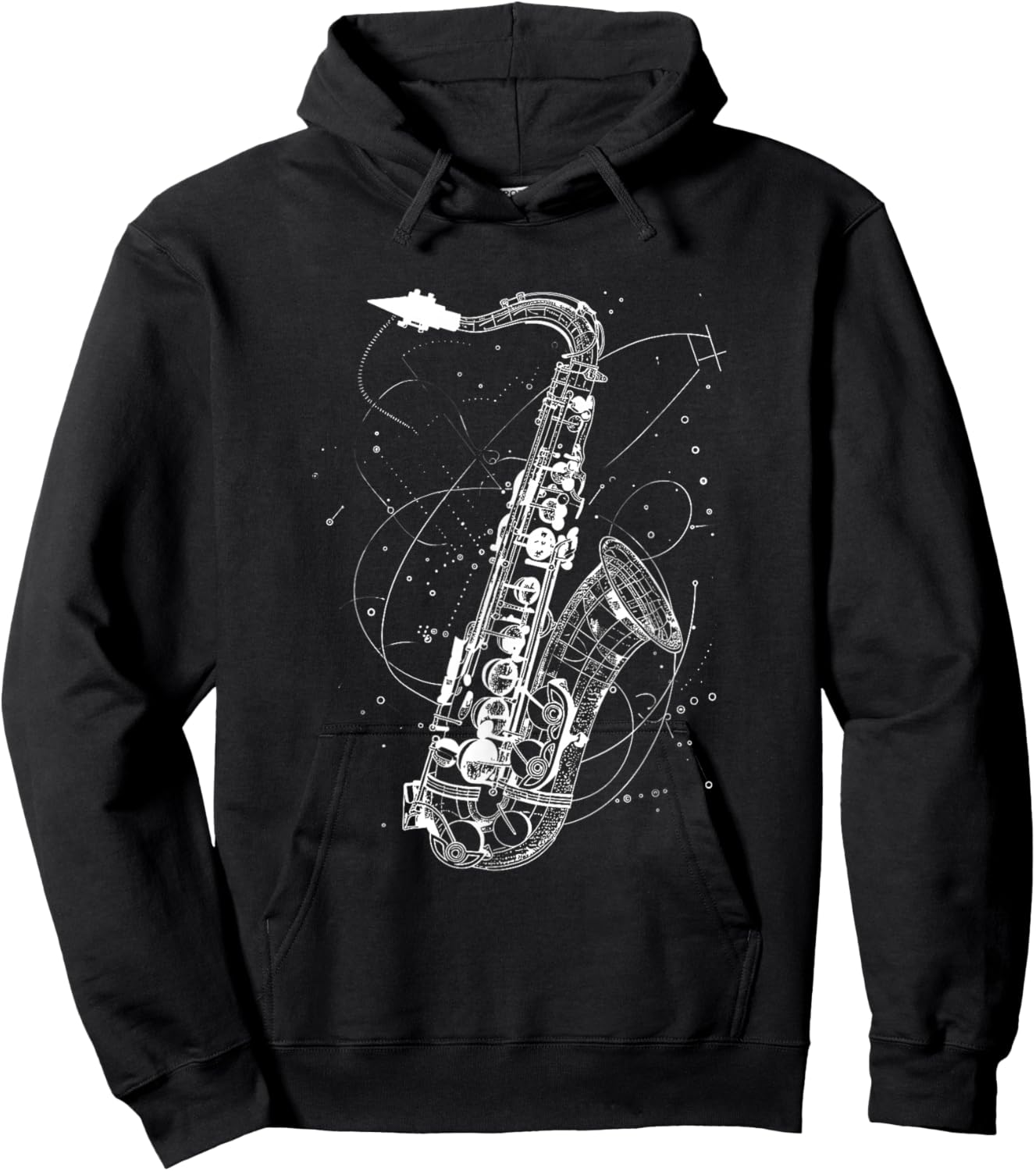 Saxophone Sketch Jazz Music Orchestra Hoodie - Hoodie | Black