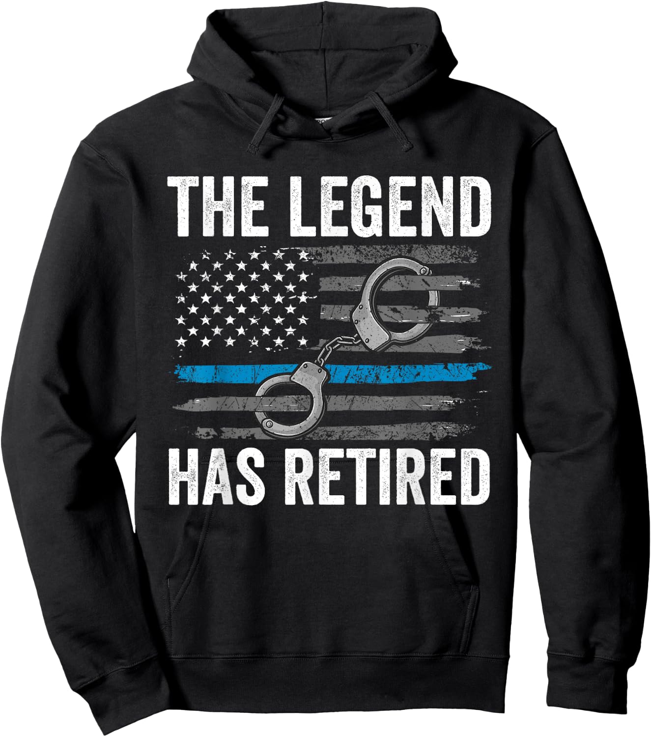 Retired Police Officer Shirt Thin Blue Line Flag Retirement Hoodie - Hoodie | Black