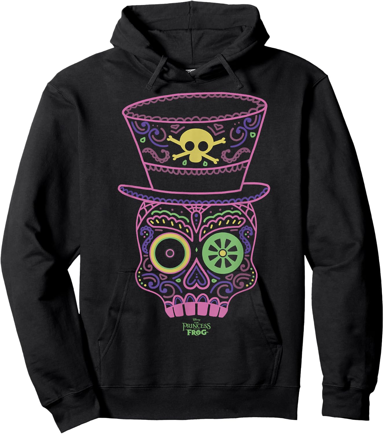 Disney Princess And The Frog Dr. Facilier Line Art Mask Hoodie - Hoodie | Black