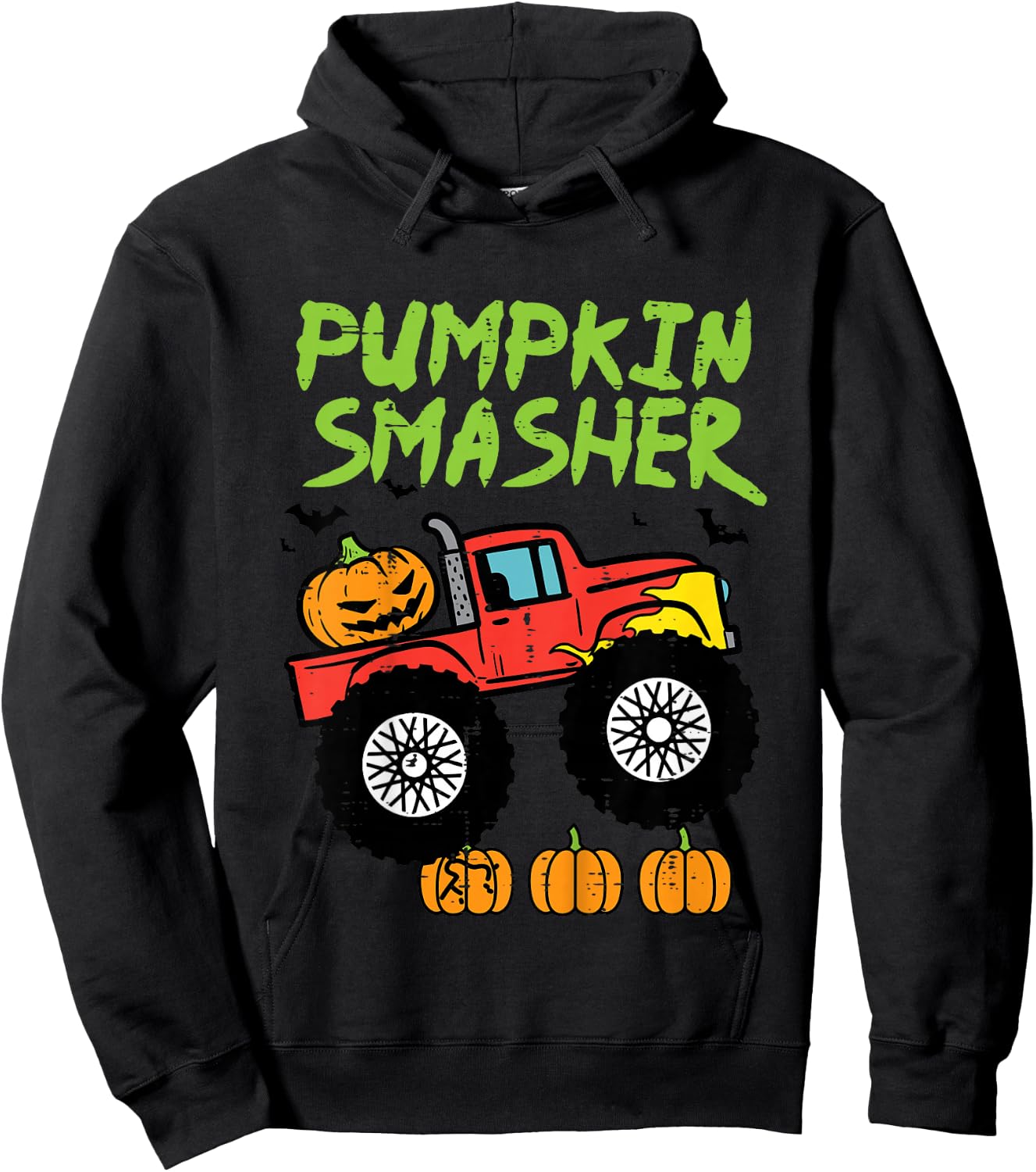 Kids Halloween Pumpkin Smasher Monster Truck Costume Toddler Boys Hoodie - Hoodie | Black