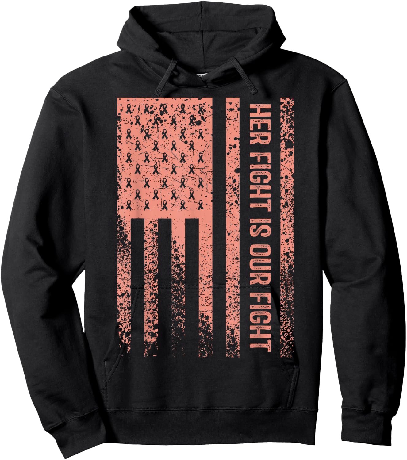 Her Fight Is Our Fight Uterine Cancer Awareness Hoodie - Hoodie | Black