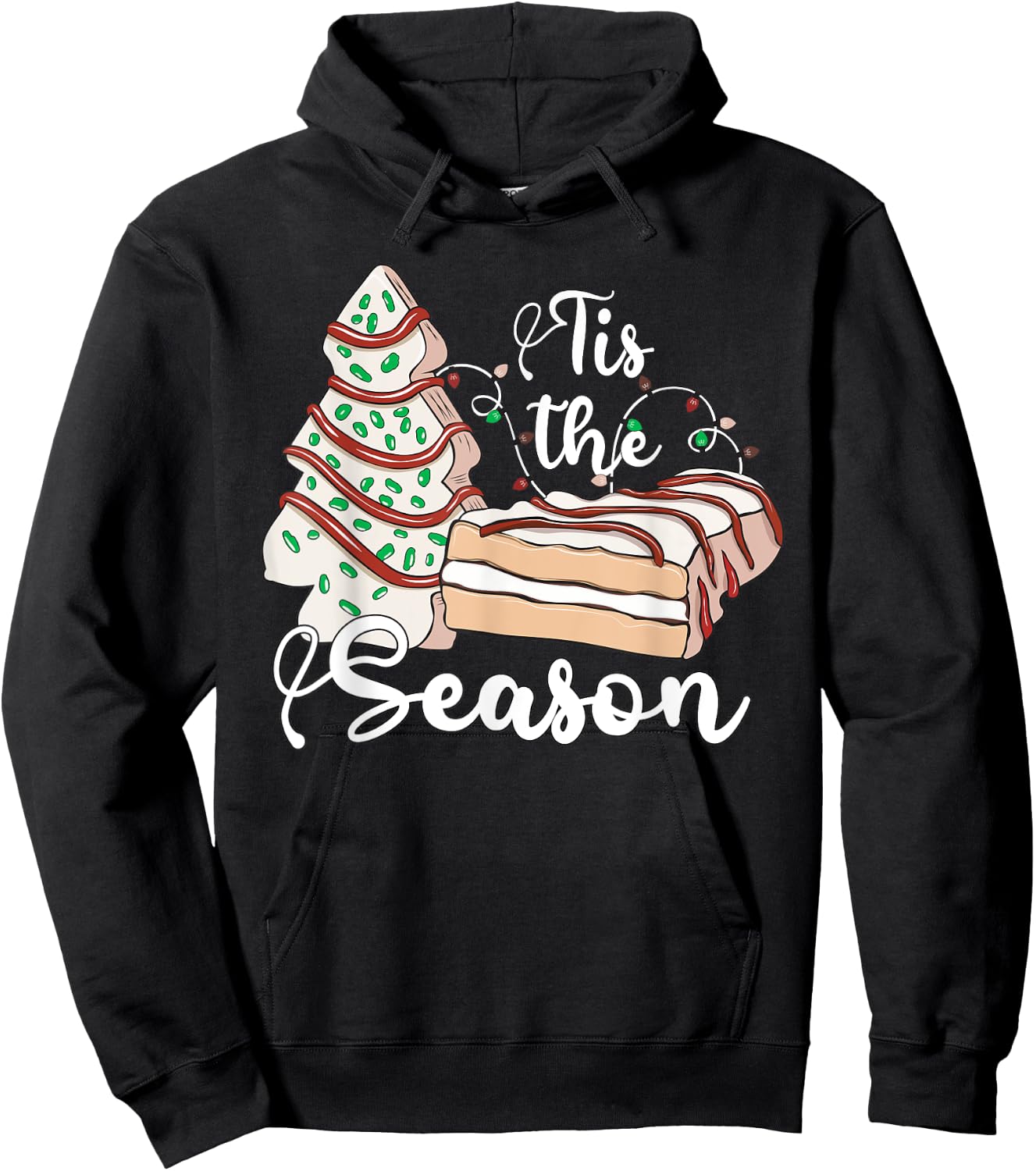 Tis The Season Christmas Tree Cakes Debbie Retro Xmas Gifts Hoodie - Hoodie | Black