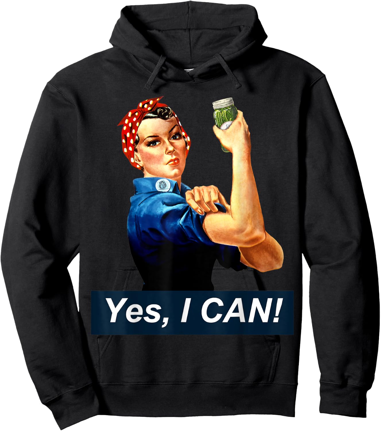 Yes I Can Rosie the Riveter Canning and Preserving Hoodie - Hoodie | Black