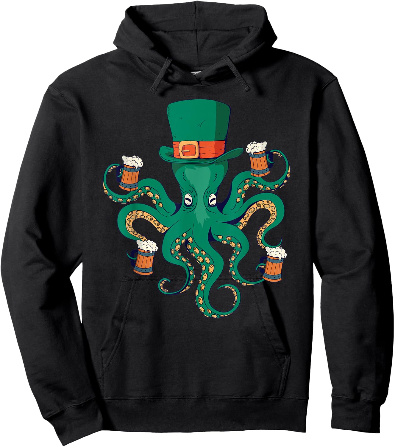 St. Patricks Day Irish Octopus Kraken Beer Party Funny Gift Hoodie - Hoodie | Black