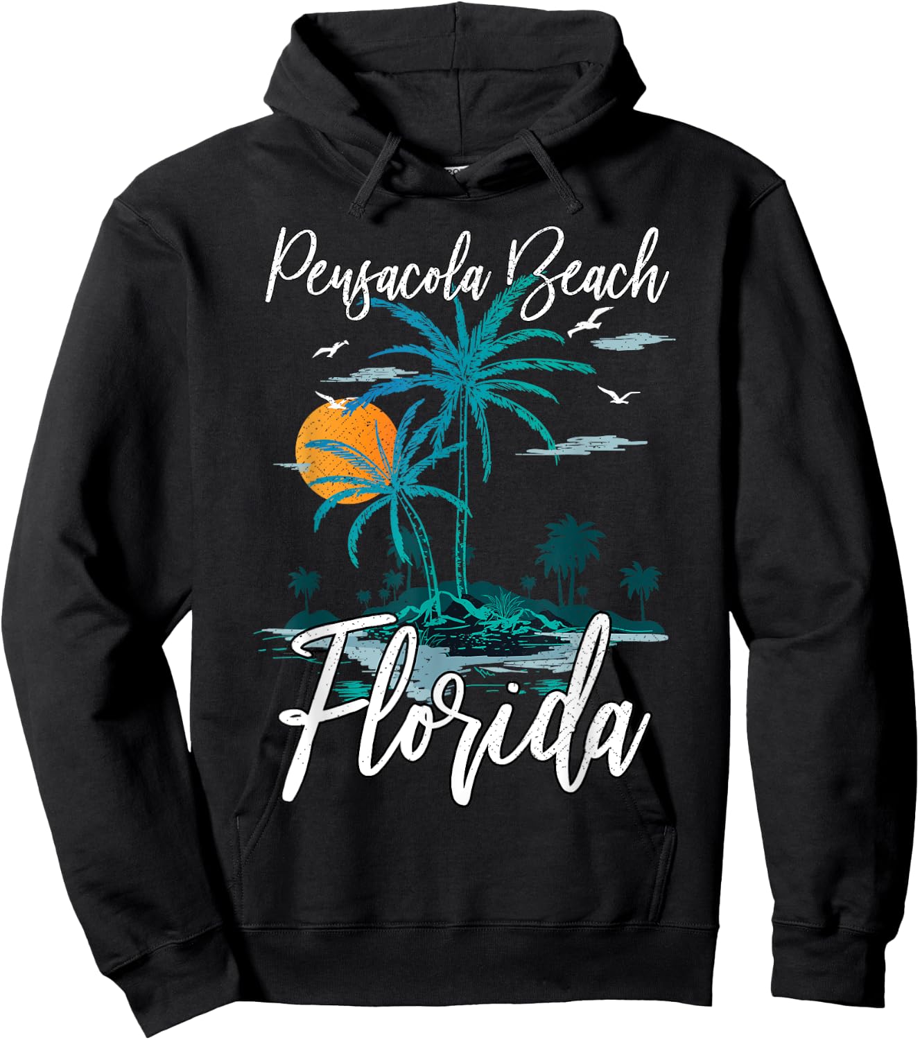 Family Vacation Retro Sunset Florida Pensacola Beach Hoodie - Hoodie | Black