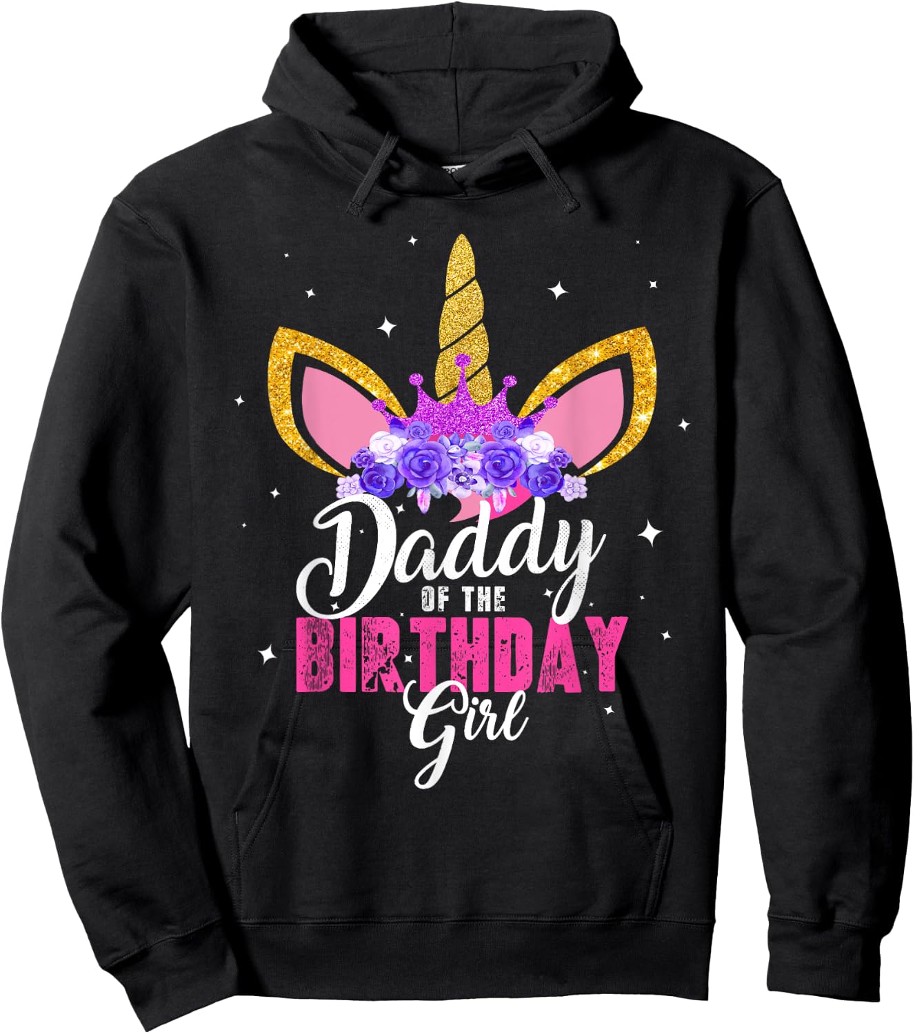 Daddy Of The Birthday Girl Unicorn Dad Birthday Princess Hoodie - Hoodie | Black
