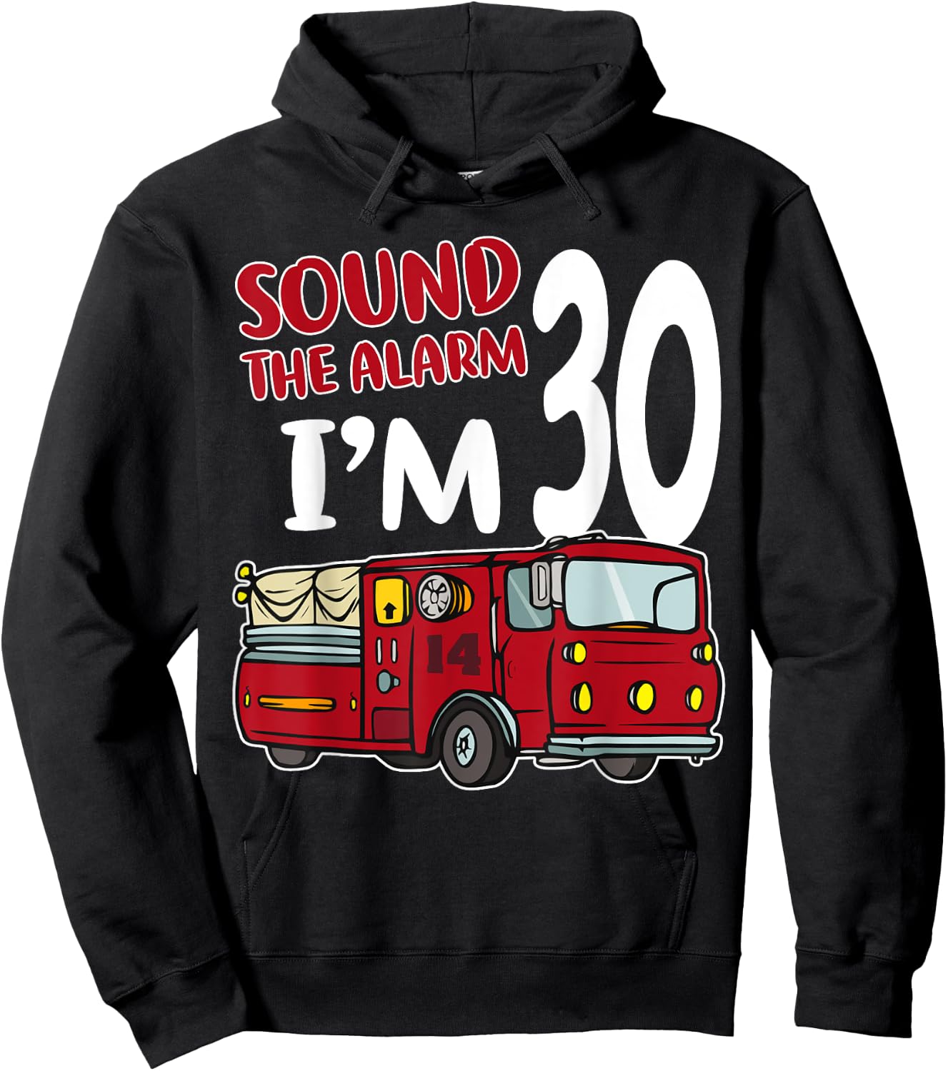 Fire Truck 30th Birthday Fireman Firefighter 30 Year Old Hoodie - Hoodie | Black