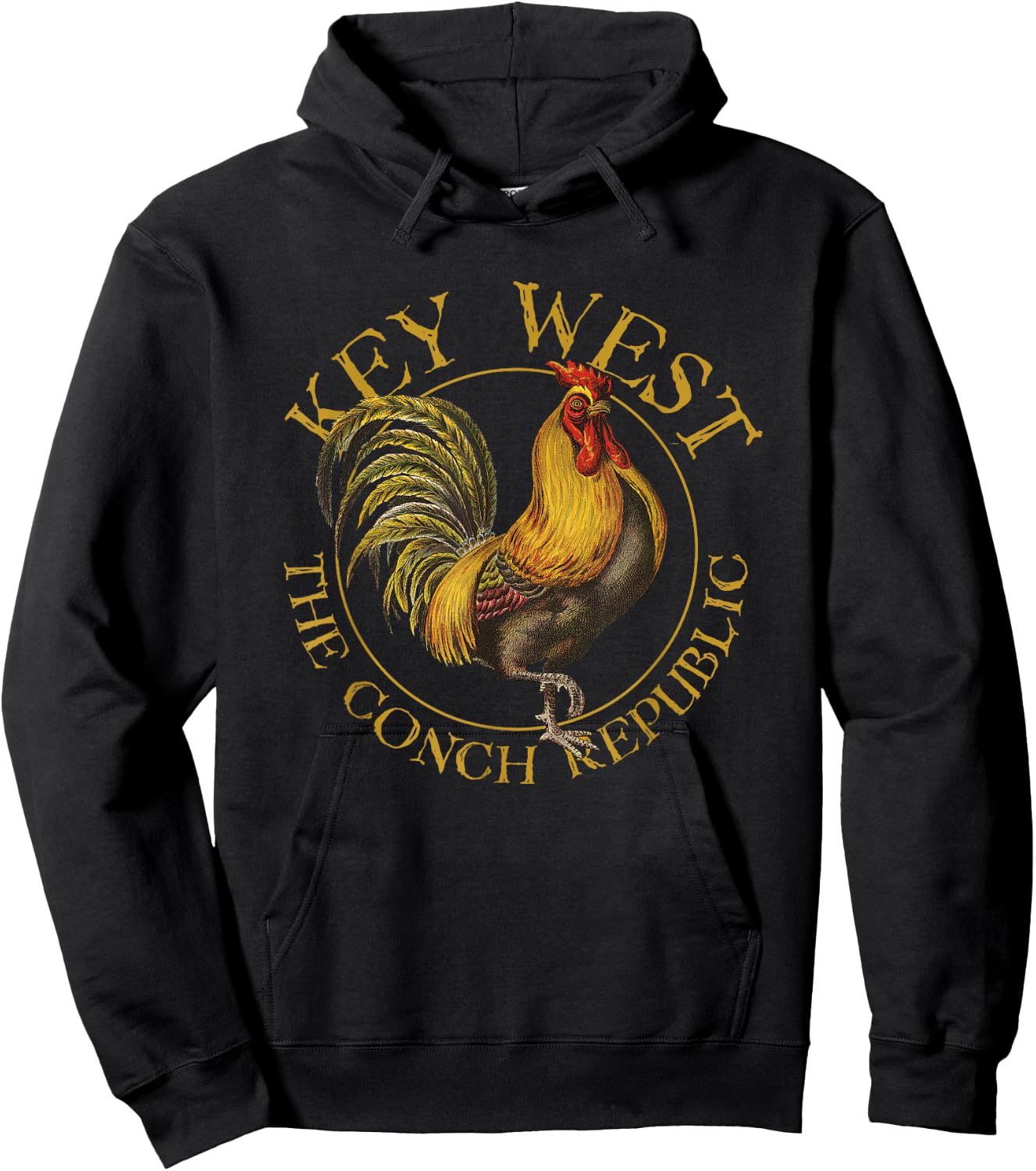 Key West Florida Vintage Rooster Design Souvenir Hoodie - Hoodie | Black