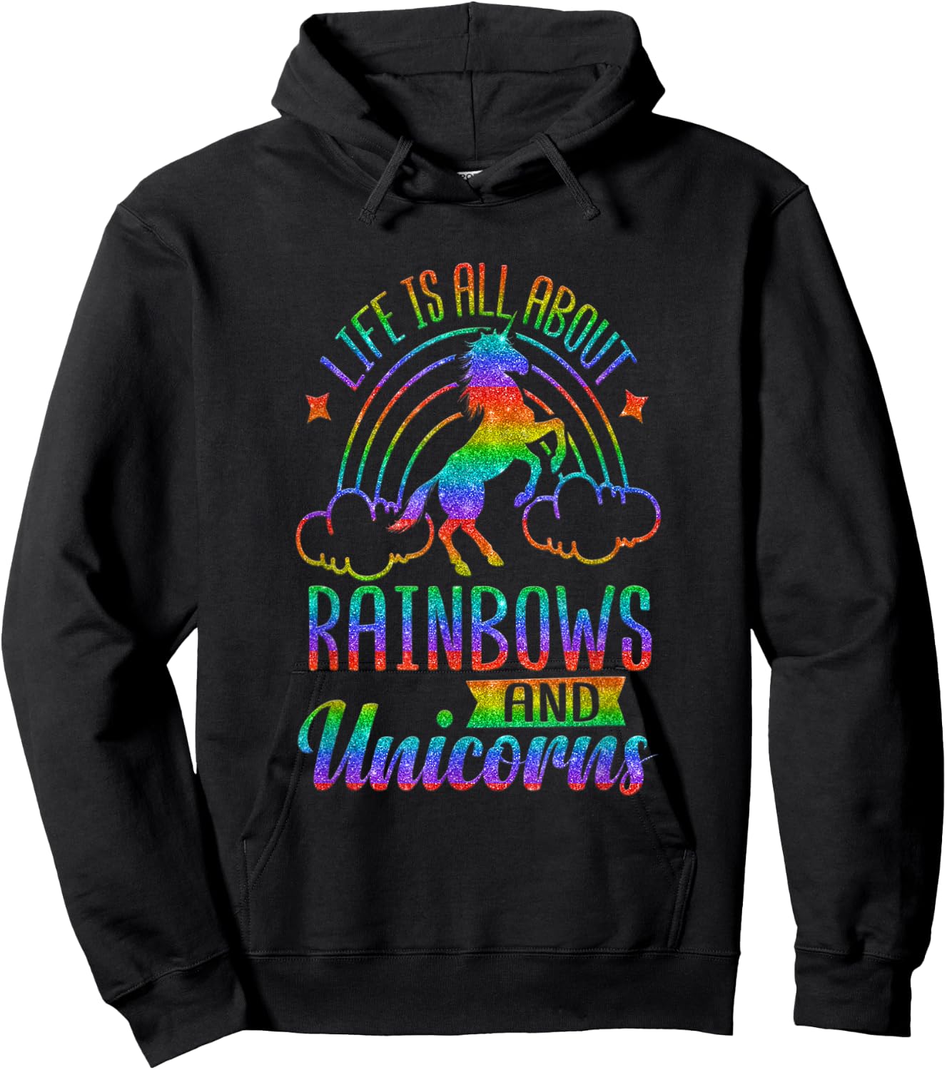 Life Is All About Rainbows And Unicorns Shirt Girls Ombre Hoodie - Hoodie | Black