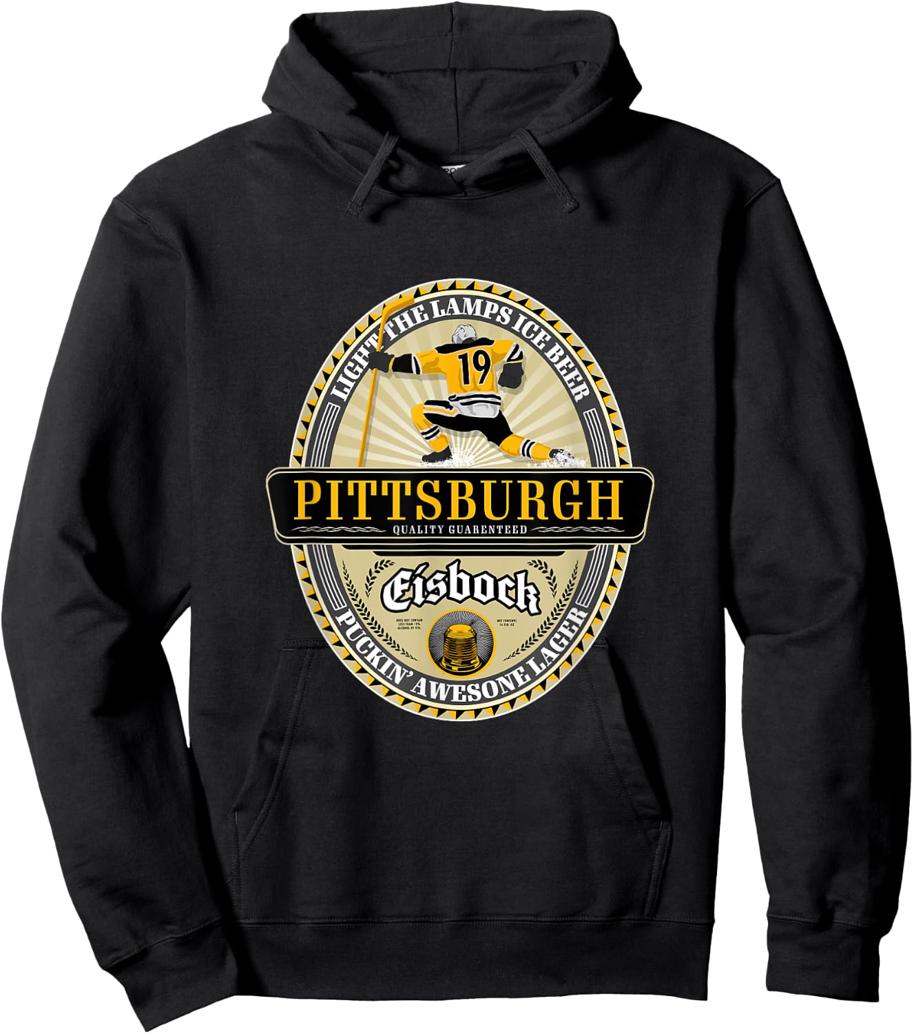 Light the Lamps Vintage Beer Label - Pittsburgh Hoodie - Hoodie | Black