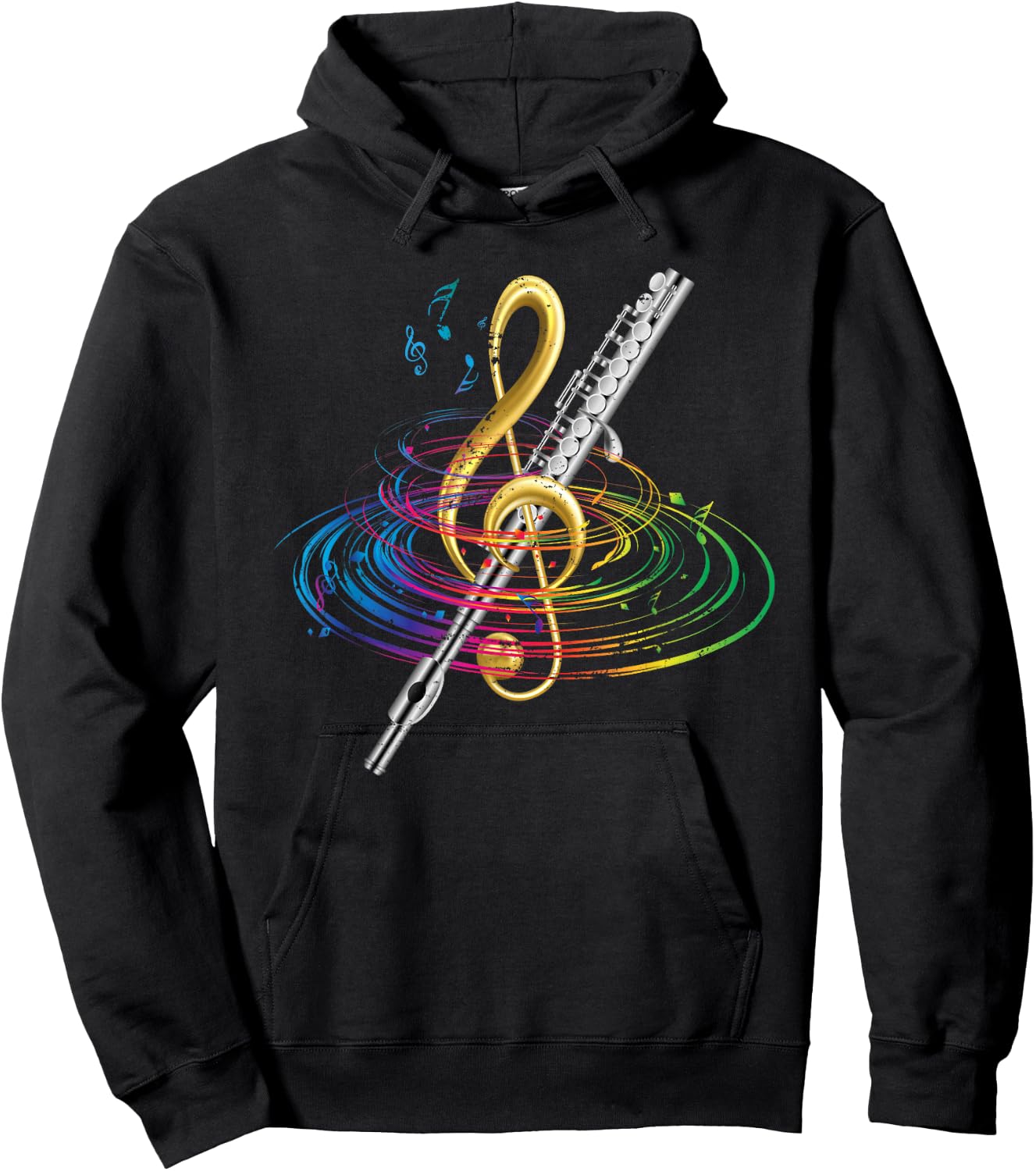 Classical Music Treble Clef Flutist Gift Flute Hoodie - Hoodie | Black