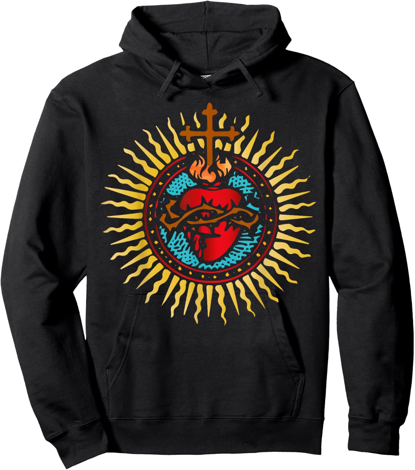 Sacred Heart of Jesus Catholic Art Latin Mass Hoodie - Hoodie | Black