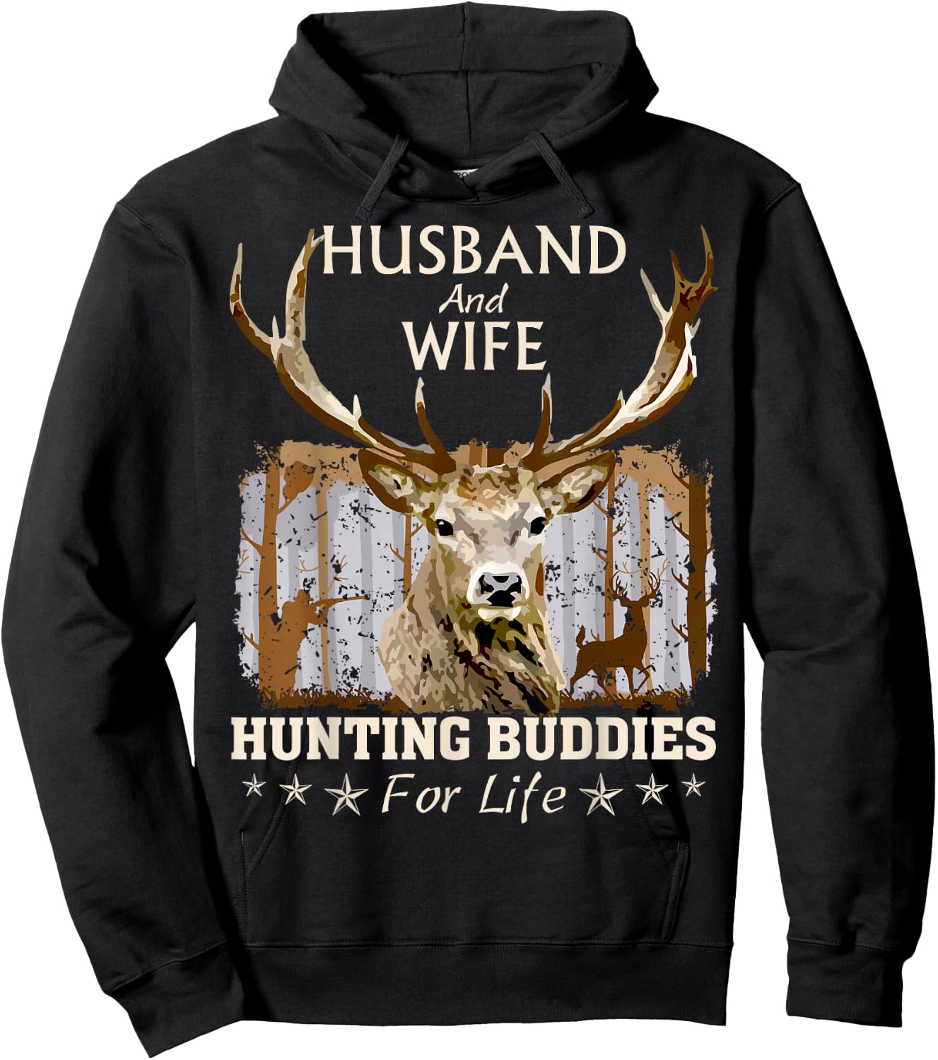 Husband and Wife Hunting Buddies For Life Funny Love To Hunt Hoodie - Hoodie | Black