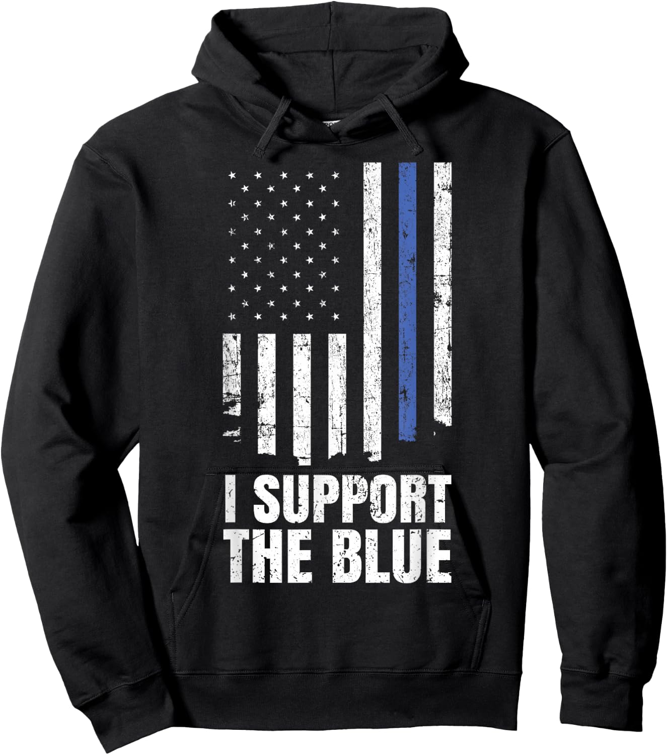 I Support the Blue Police Officer Thin Blue Line Flag Hoodie - Hoodie | Black