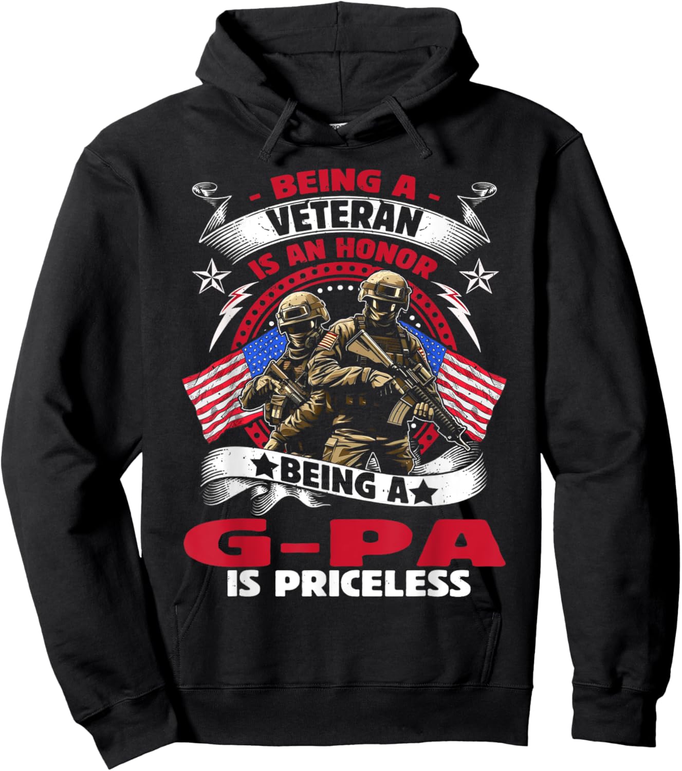 Veteran G Pa Grandpa USA Flag 4th Of July Hoodie - Hoodie | Black