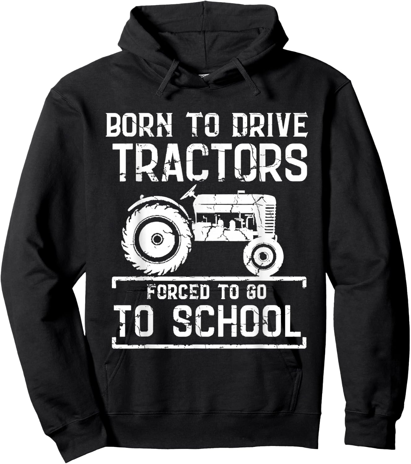 Born To Drive Tractors Forced To Go To School Farmer Kids Hoodie - Hoodie | Black
