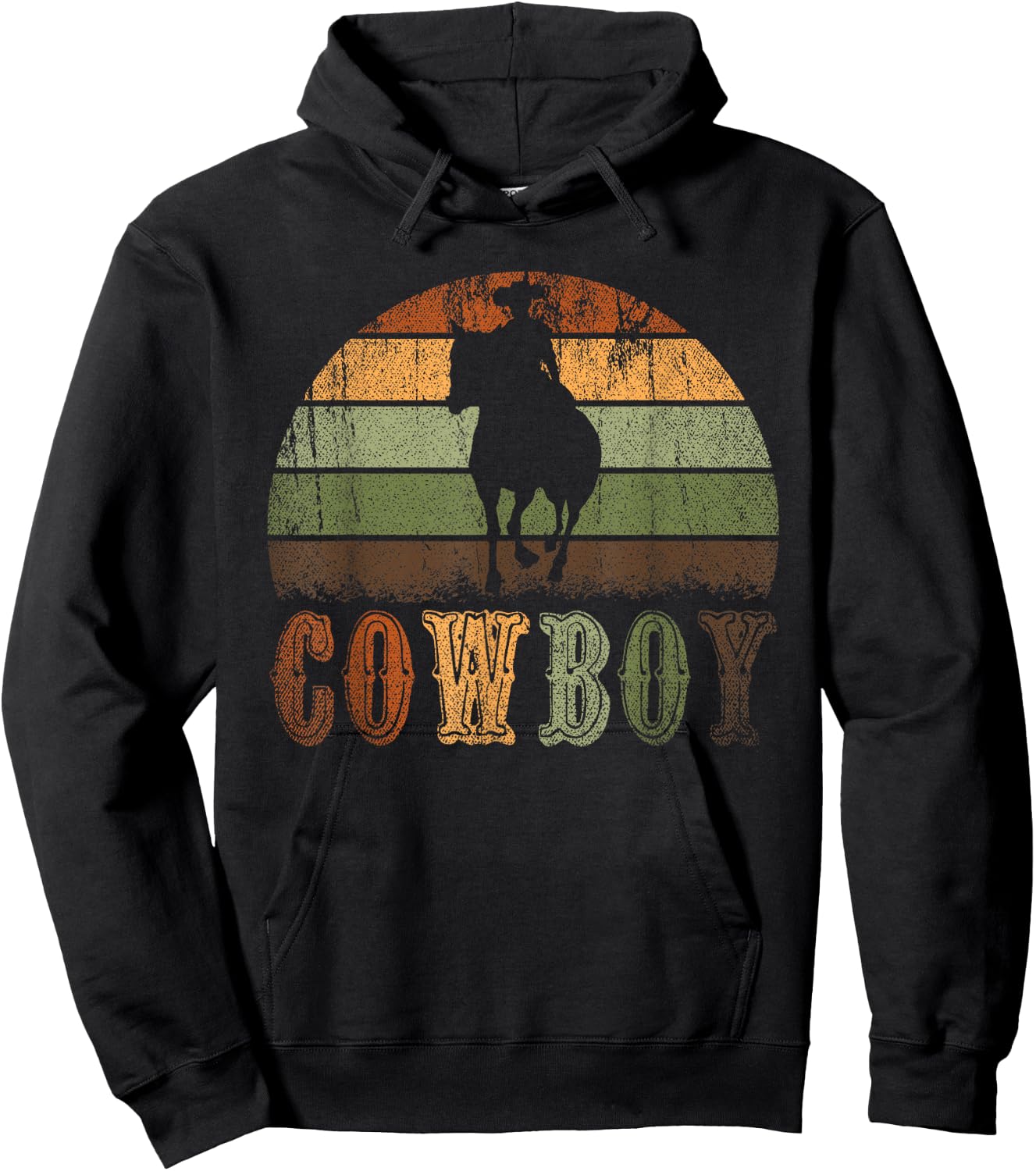 Retro Horseback Riding Rodeo Western Line Dance Horse Cowboy Hoodie - Hoodie | Black