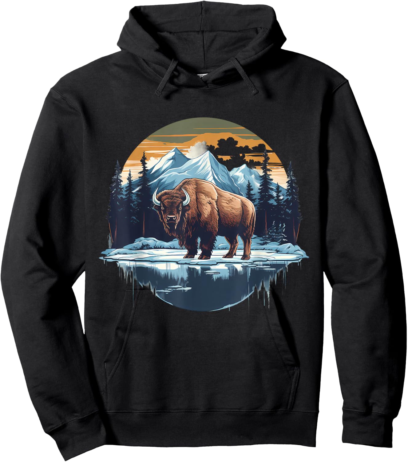 Buffalo Artwork Bison African Animal Lovers Colorful Nature Hoodie - Hoodie | Black
