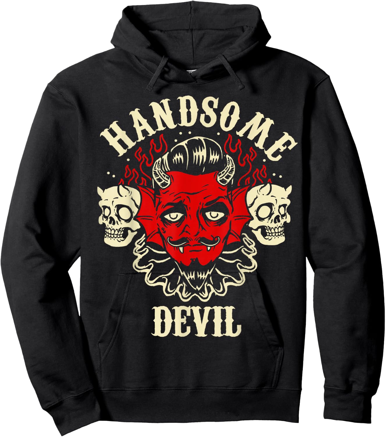 Horror Art - Handsome Devil Demon Psychobilly Lowbrow Art Hoodie - Hoodie | Black