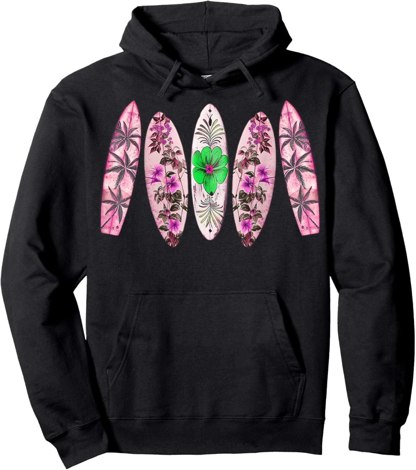 Surfing Surfboard Vintage Retro Surfboarder Beach Surfing Hoodie - Hoodie | Black