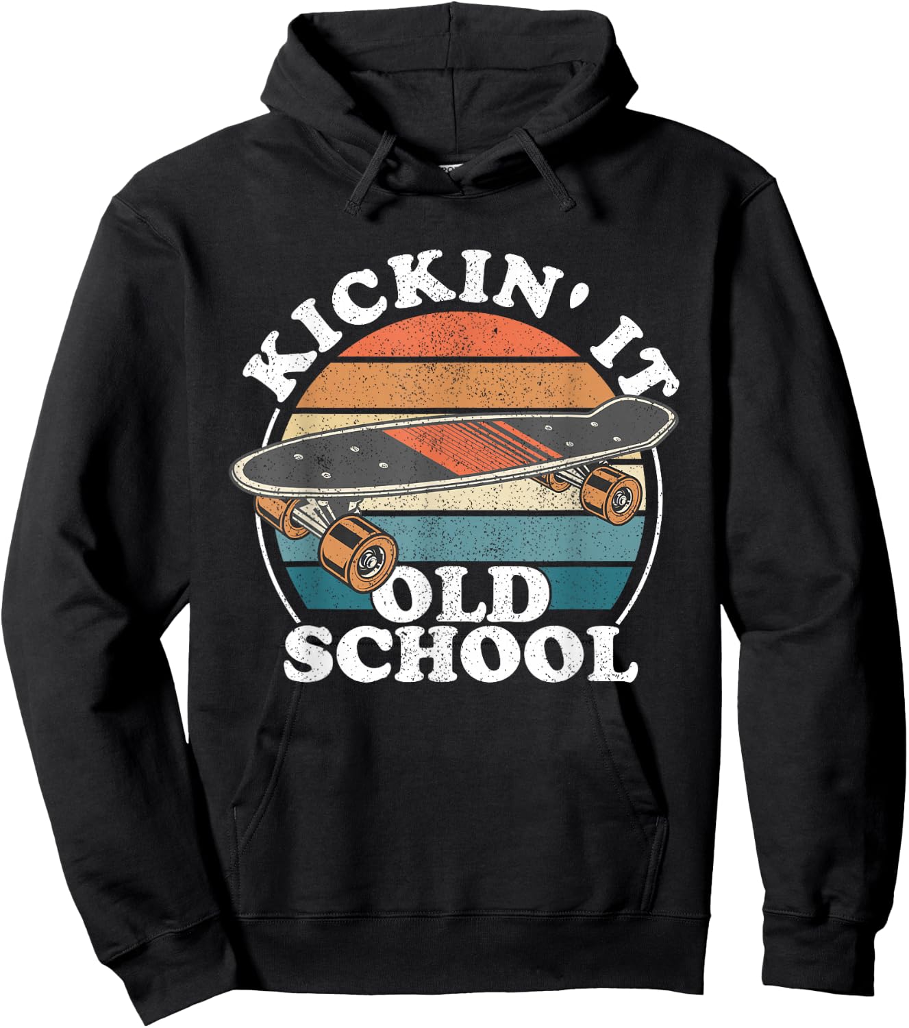 Kickin It Old School 80s Retro Skateboard Longboard 90s Gift Hoodie - Hoodie | Black