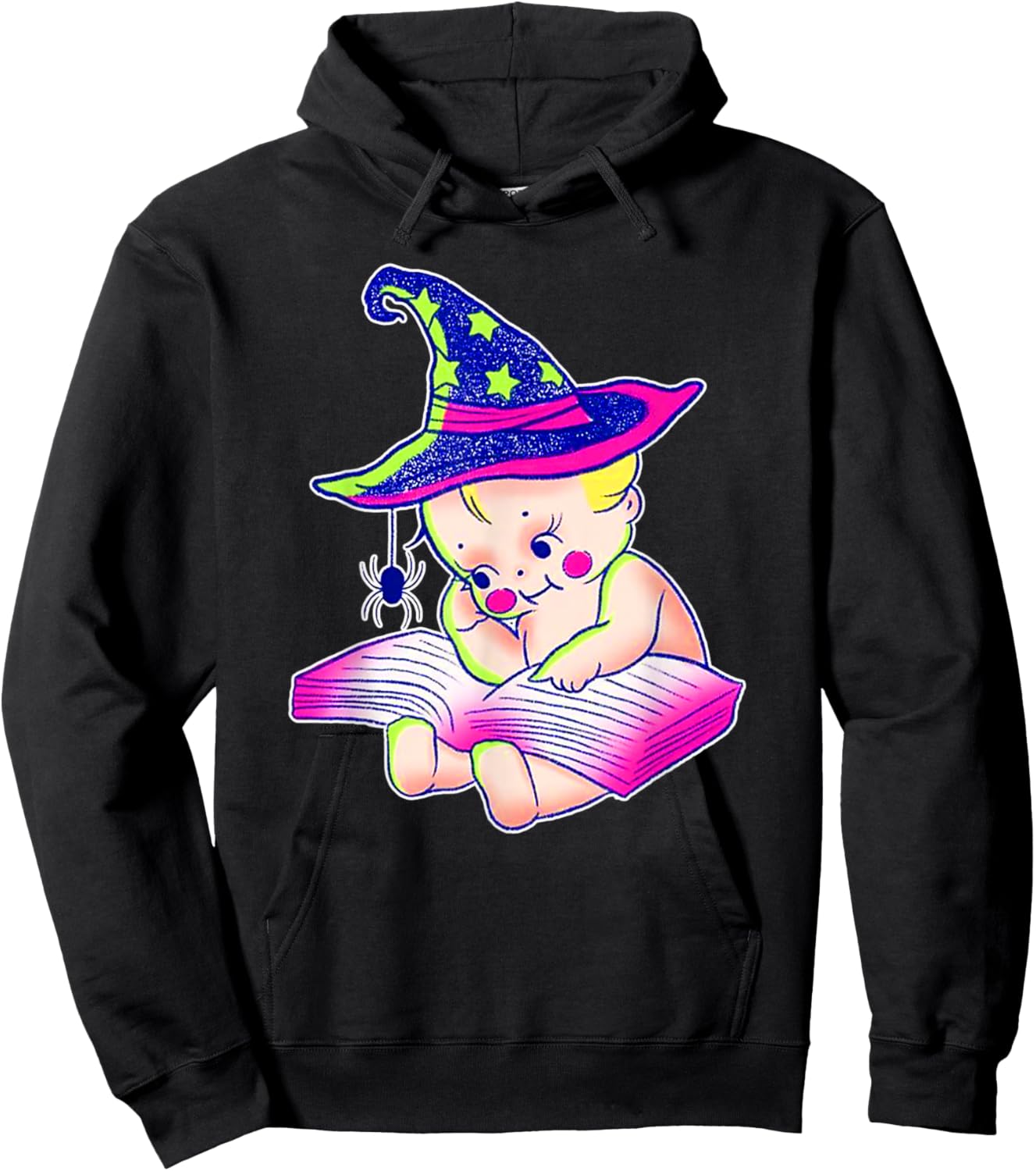 Kewpie Baby Witch Spider Magic Spell Tattoo Flash Hoodie - Hoodie | Black