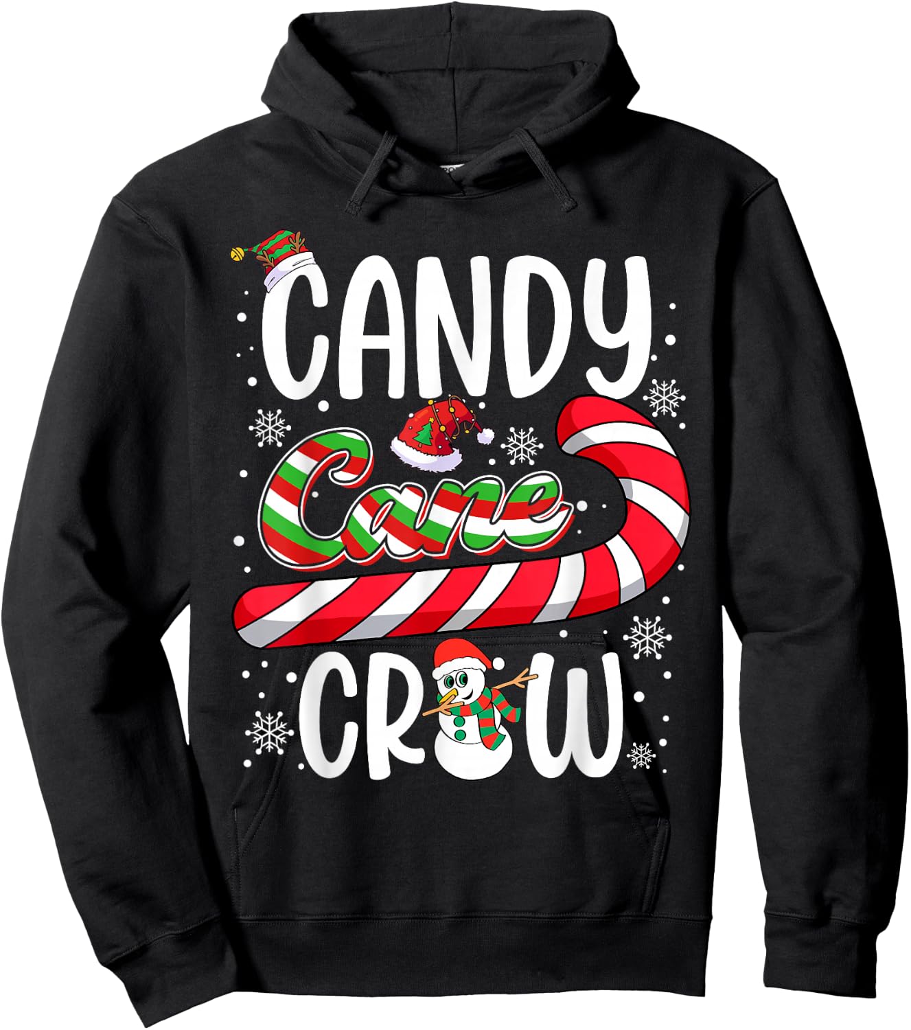 Candy Cane Crew Christmas Xmas Love Candy Boys Girls Kids Hoodie - Hoodie | Black