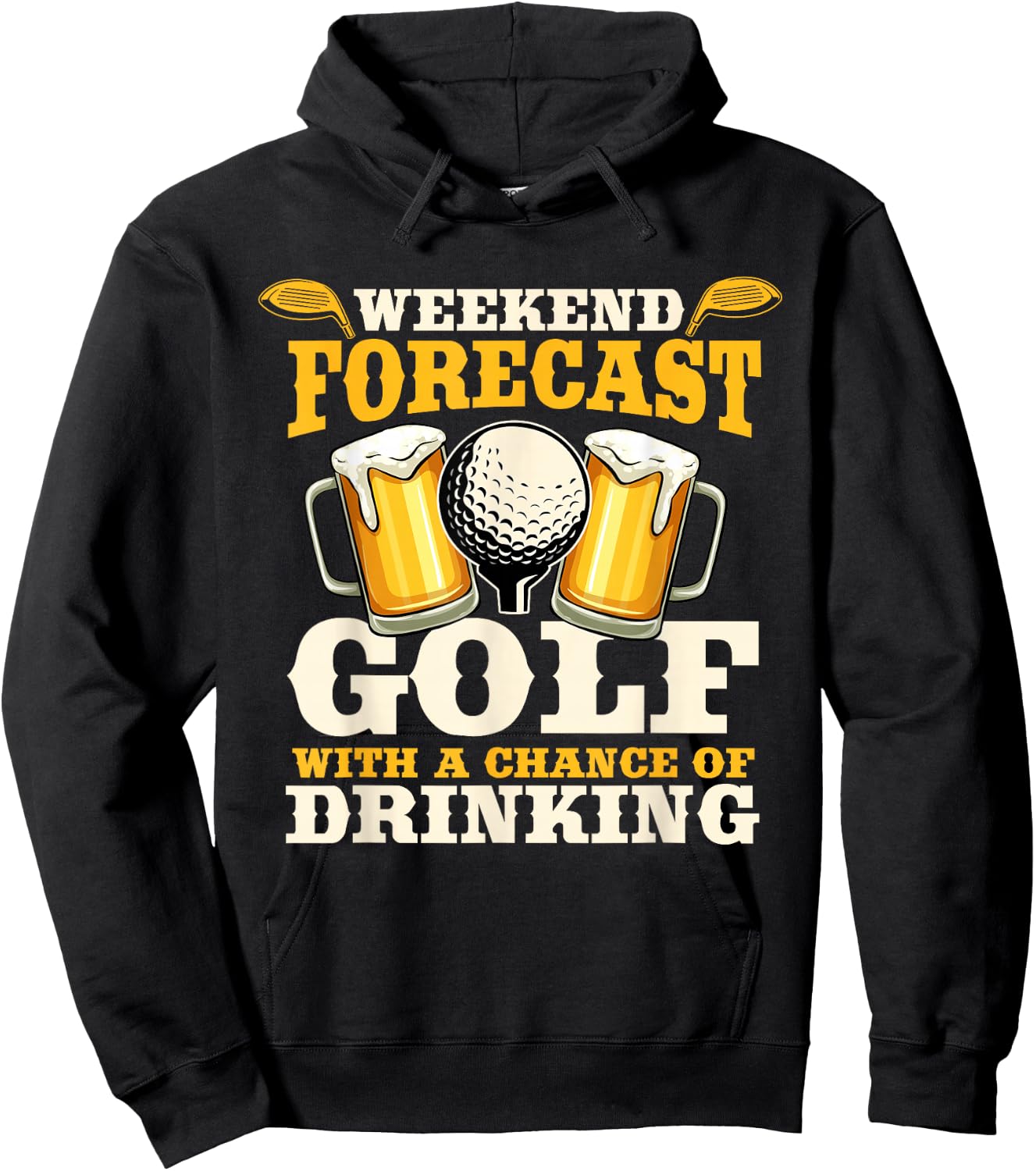Funny Weekend Forecast Golf with a chance of drinking Hoodie - Hoodie | Black