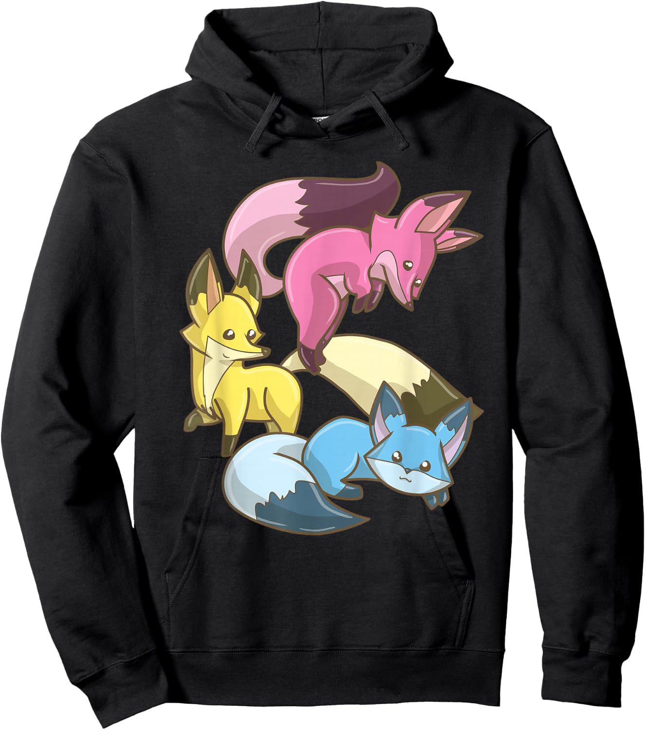 Pansexual Fox, Kawaii Pastel Goth Anime Art Subtle Pan Pride Hoodie - Hoodie | Black