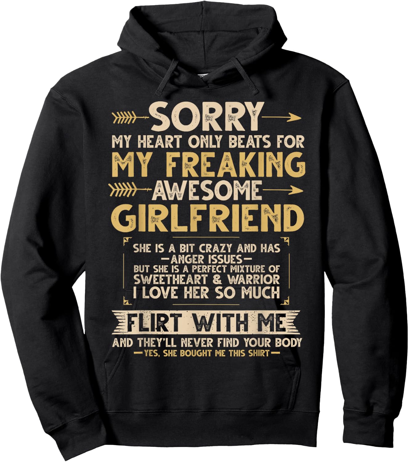 I Love My Freaking Awesome Girlfriend Shes a Bit Crazy Funny Hoodie - Hoodie | Black