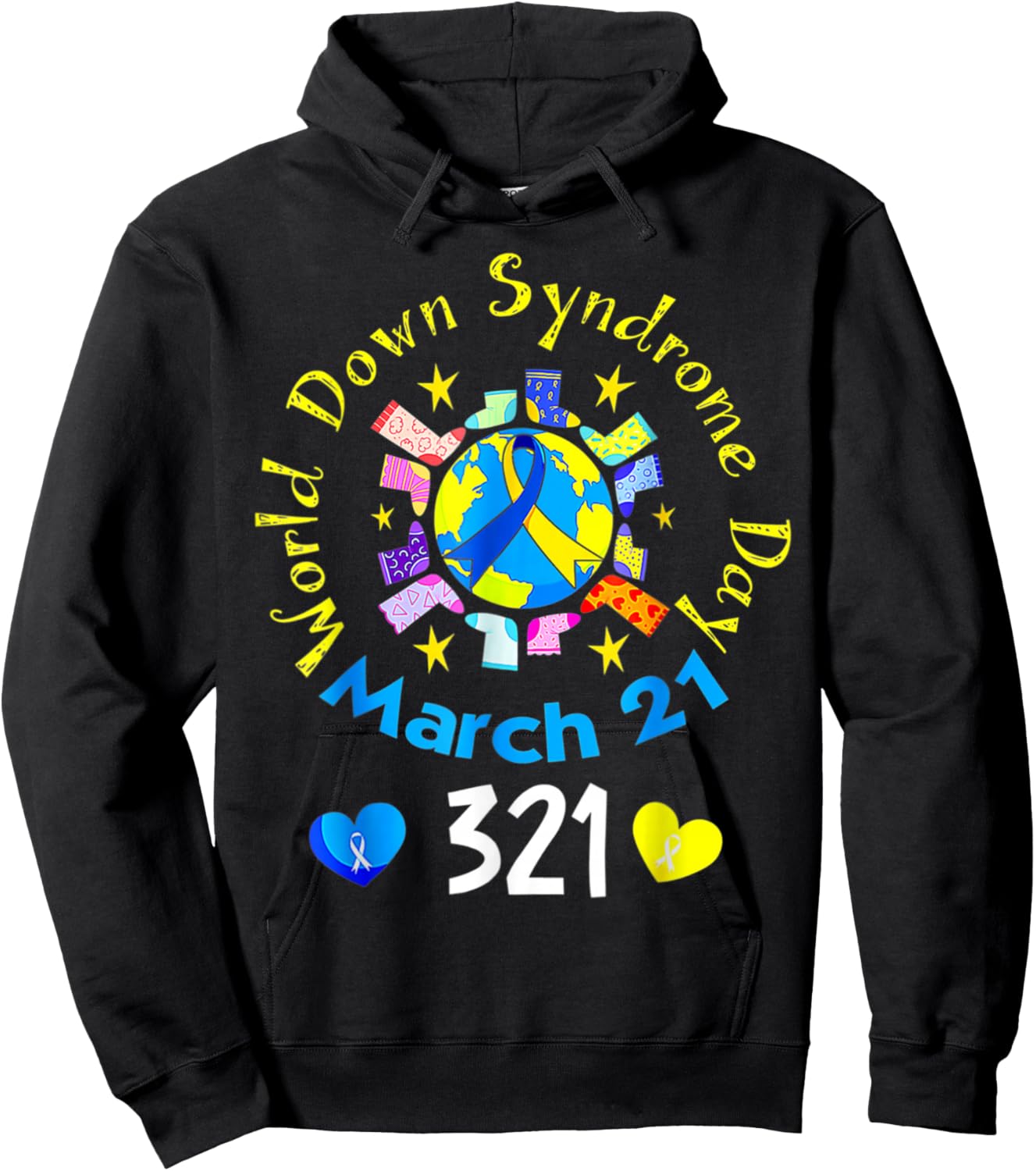 321 World Down Syndrome Awareness Day Rock Your Socks Hoodie - Hoodie | Black