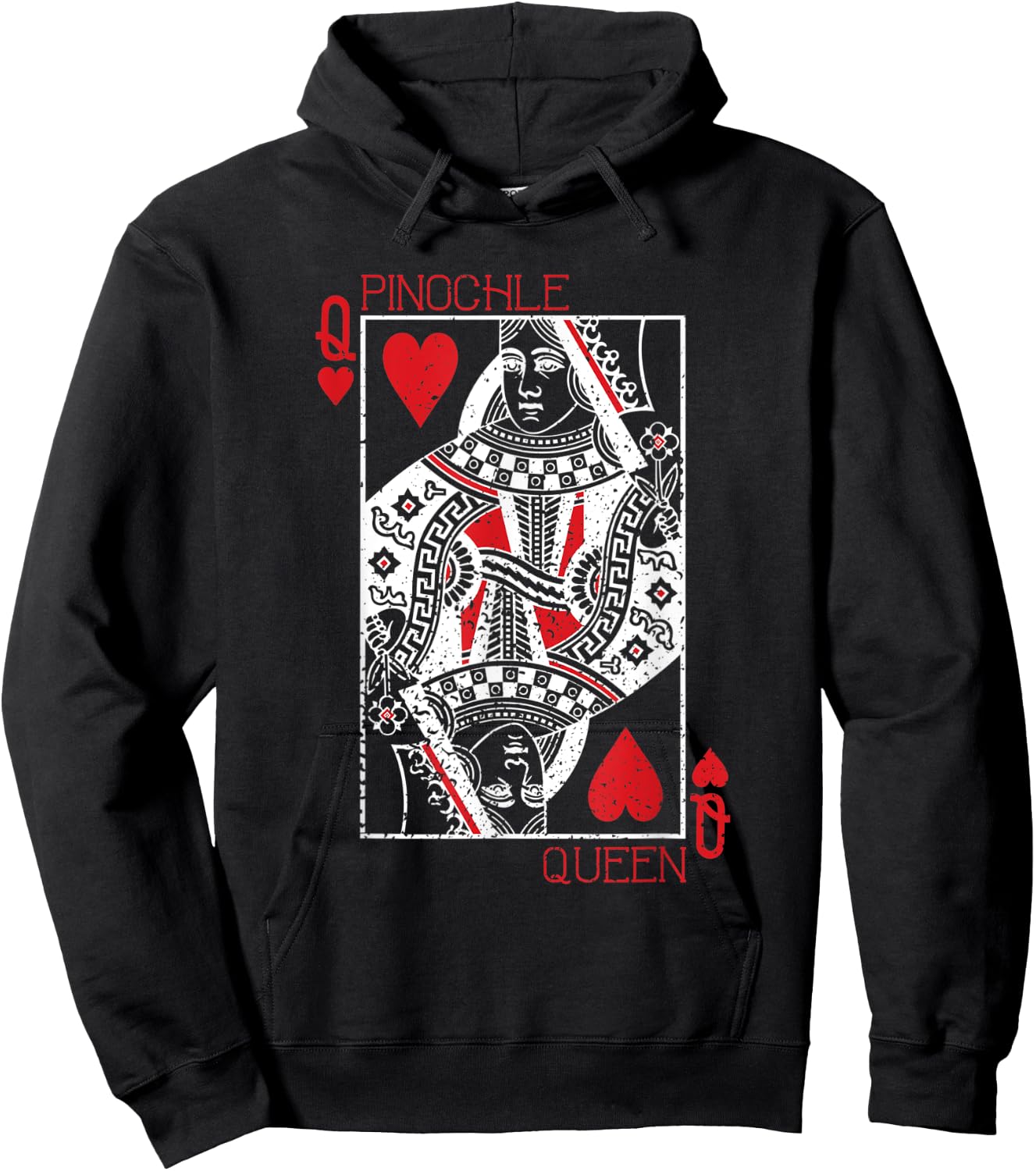 Pinochle queen card - pinochle gift Hoodie - Hoodie | Black