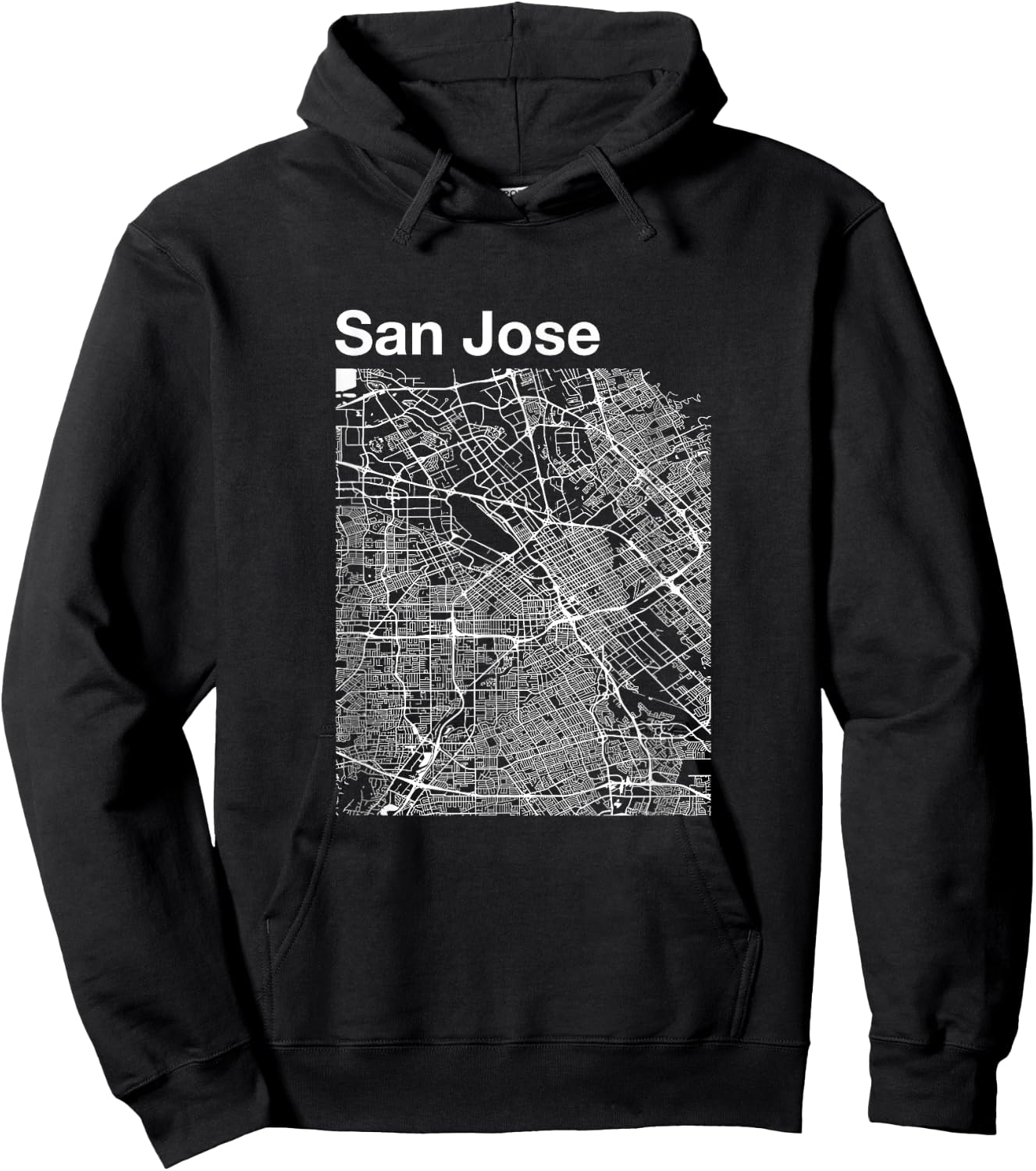 San Jose California Vintage Style Home City Street Map Hoodie - Hoodie | Black