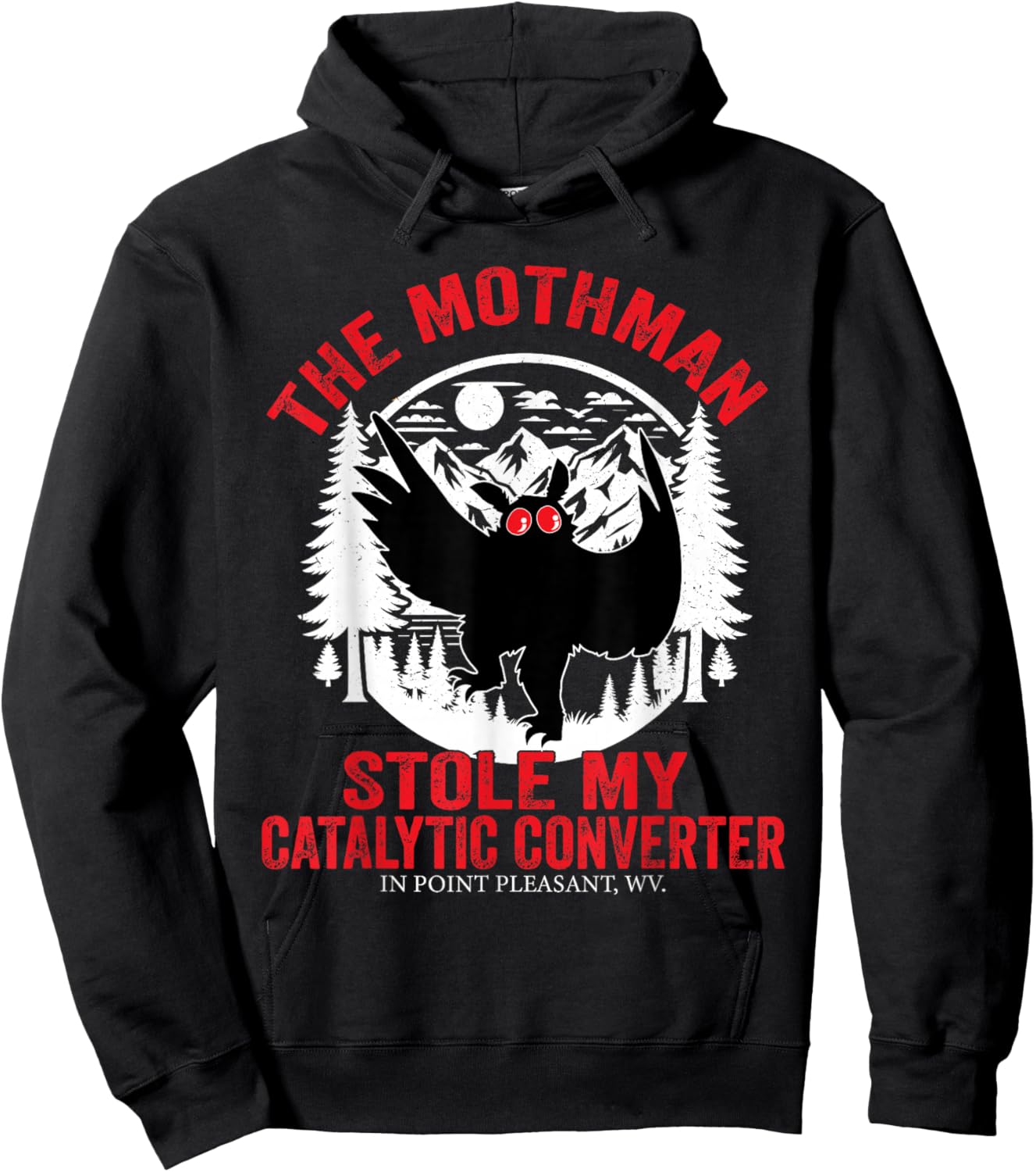 Funny Mothman Stole My Catalytic Converter Mothman Cryptid Hoodie - Hoodie | Black