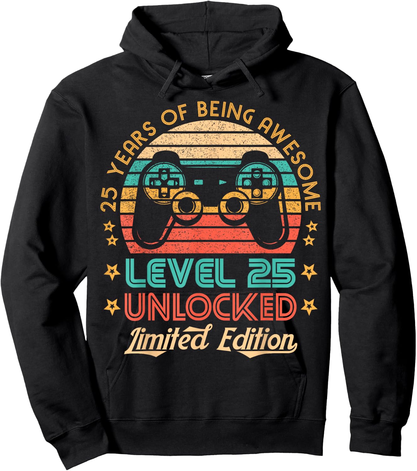 25th Birthday Level 25 Unlocked Limited Edition Gamer Gift Hoodie - Hoodie | Black