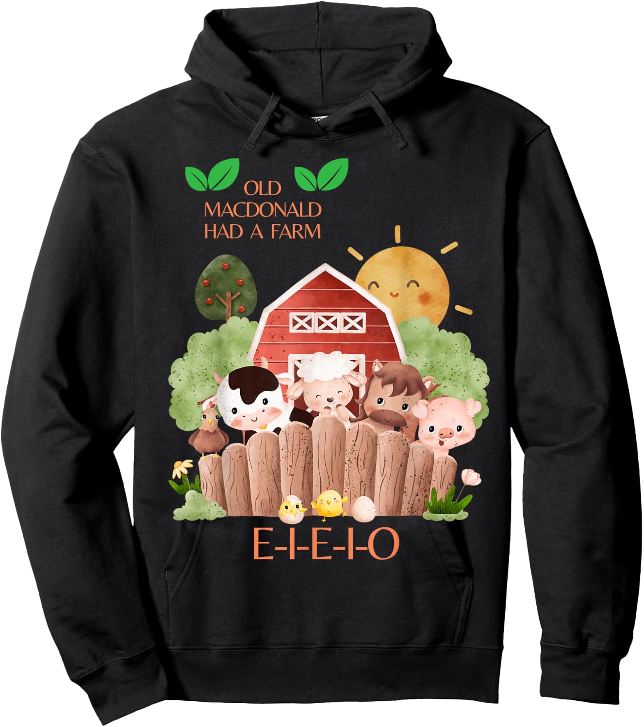 Old MacDonald Had a Farm E-I-E-I-O Boy Toddler Kids Birthday Hoodie - Hoodie | Black