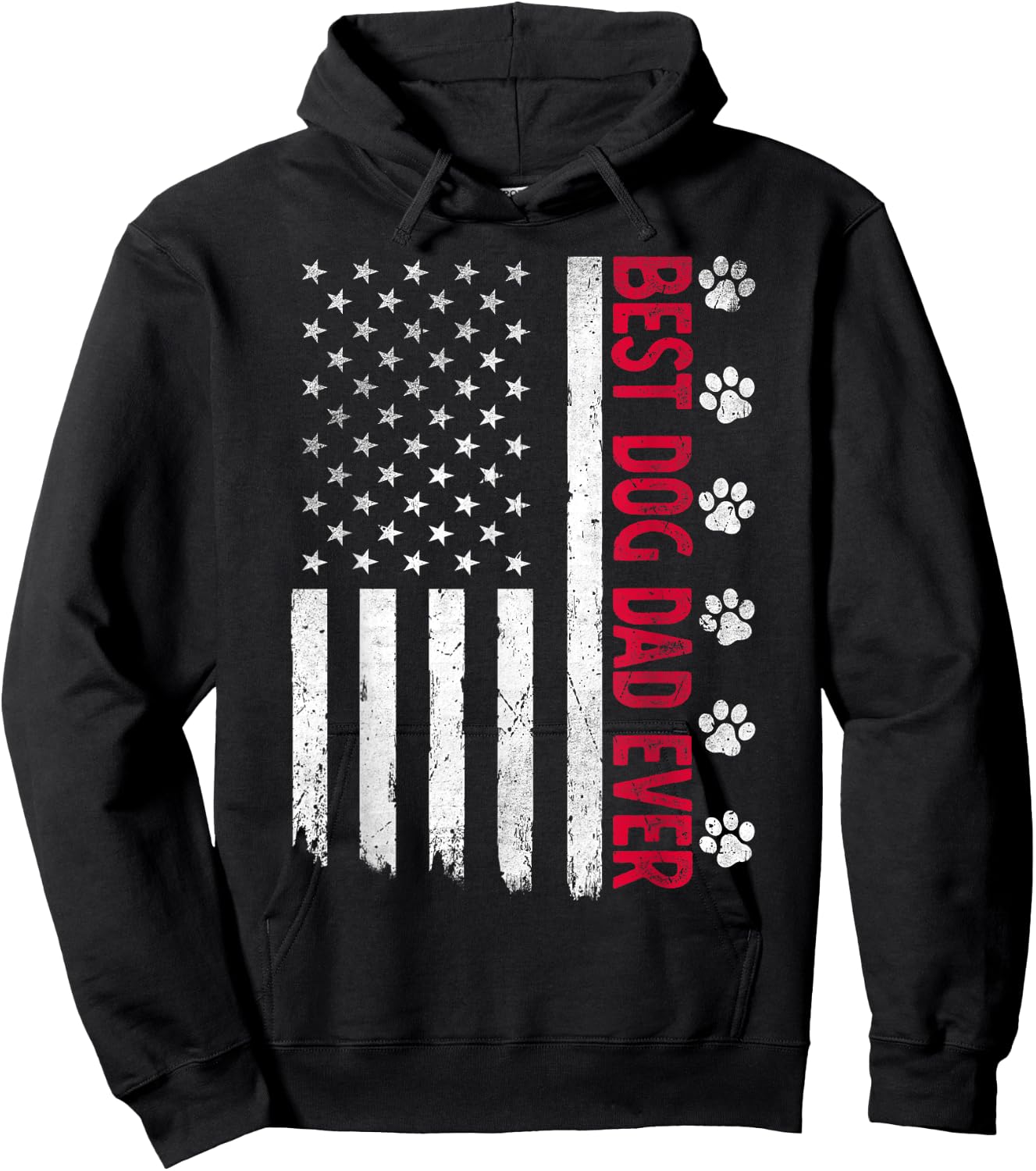 Best Dog Dad Ever American USA Flag Father's Day Dog Lover Hoodie - Hoodie | Black
