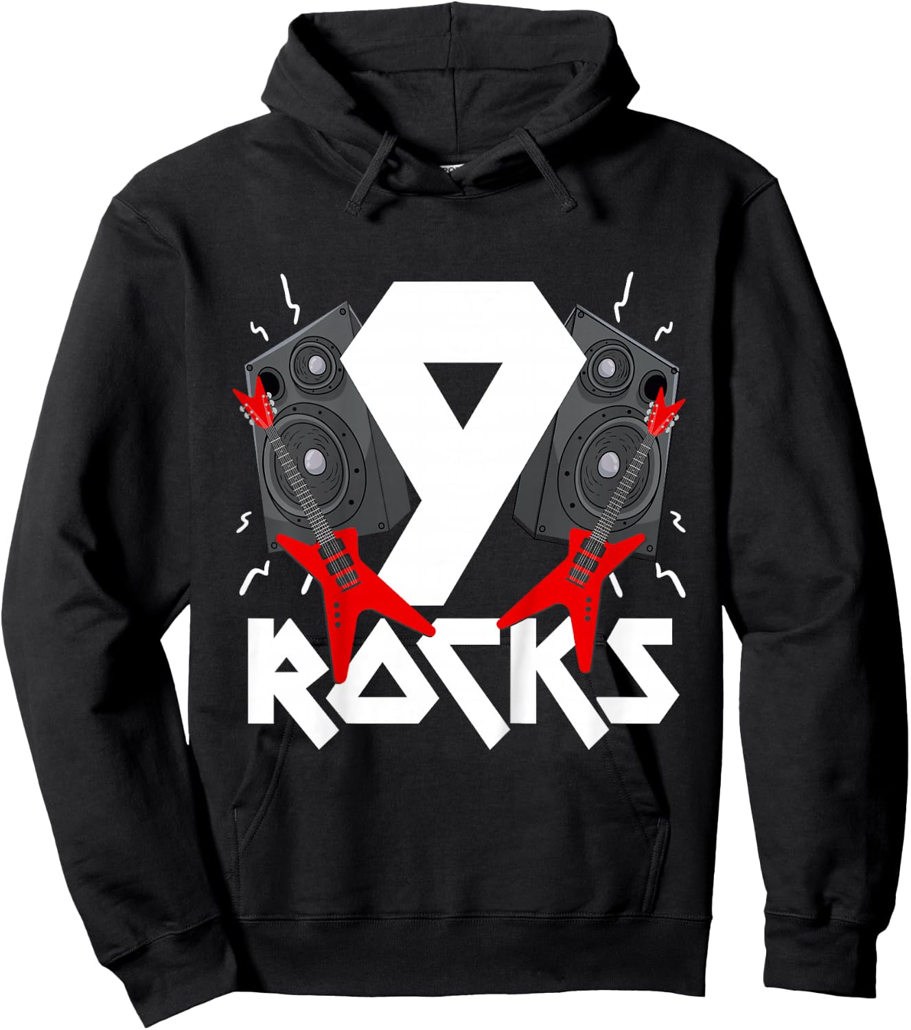 9 Rocks Birthday Party 9 Year Old Rock N Roll Star 9th Gift Hoodie - Hoodie | Black