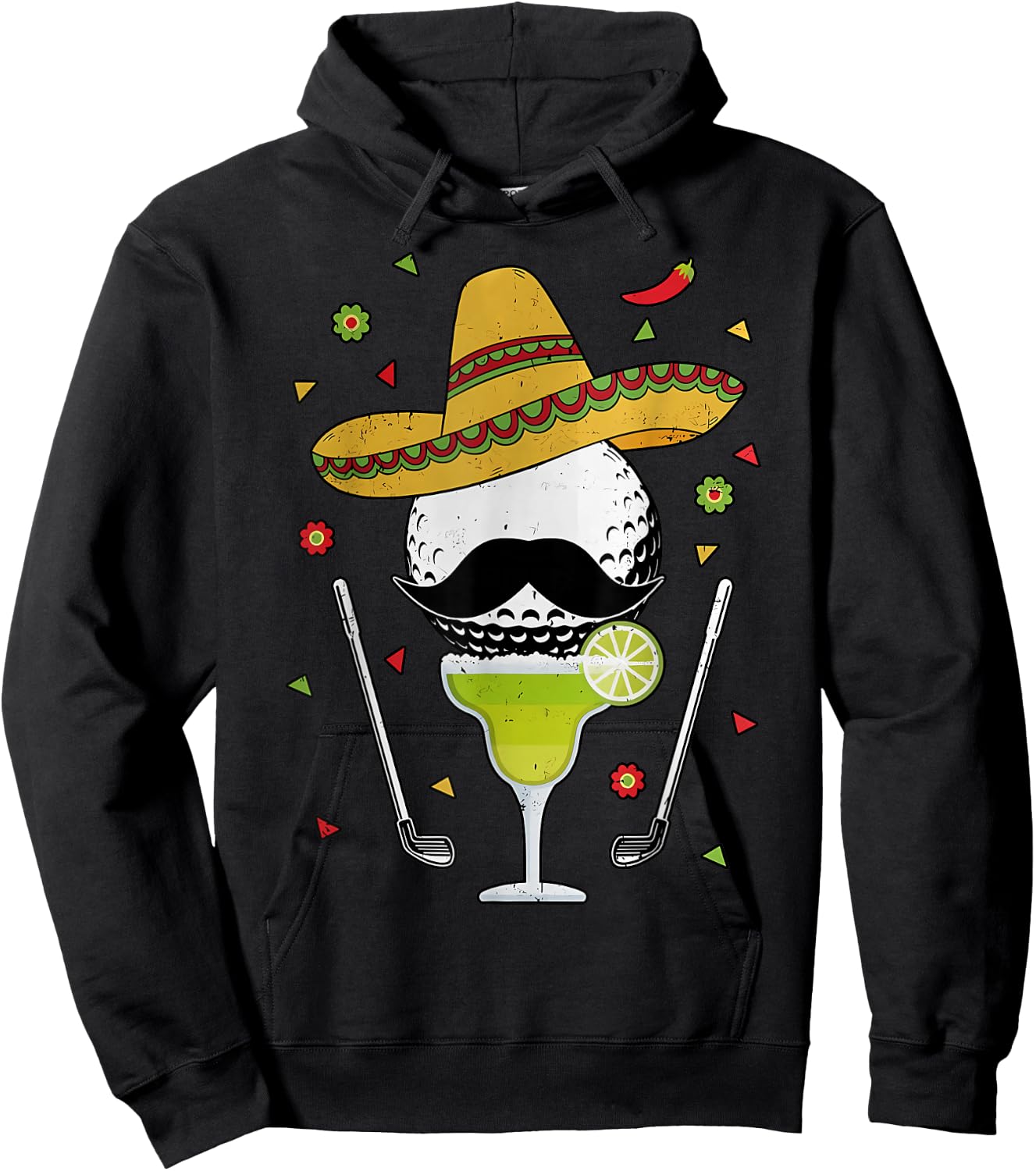 Cinco de Mayo Golf Bal With Sombrero and Margarita Golfer Hoodie - Hoodie | Black
