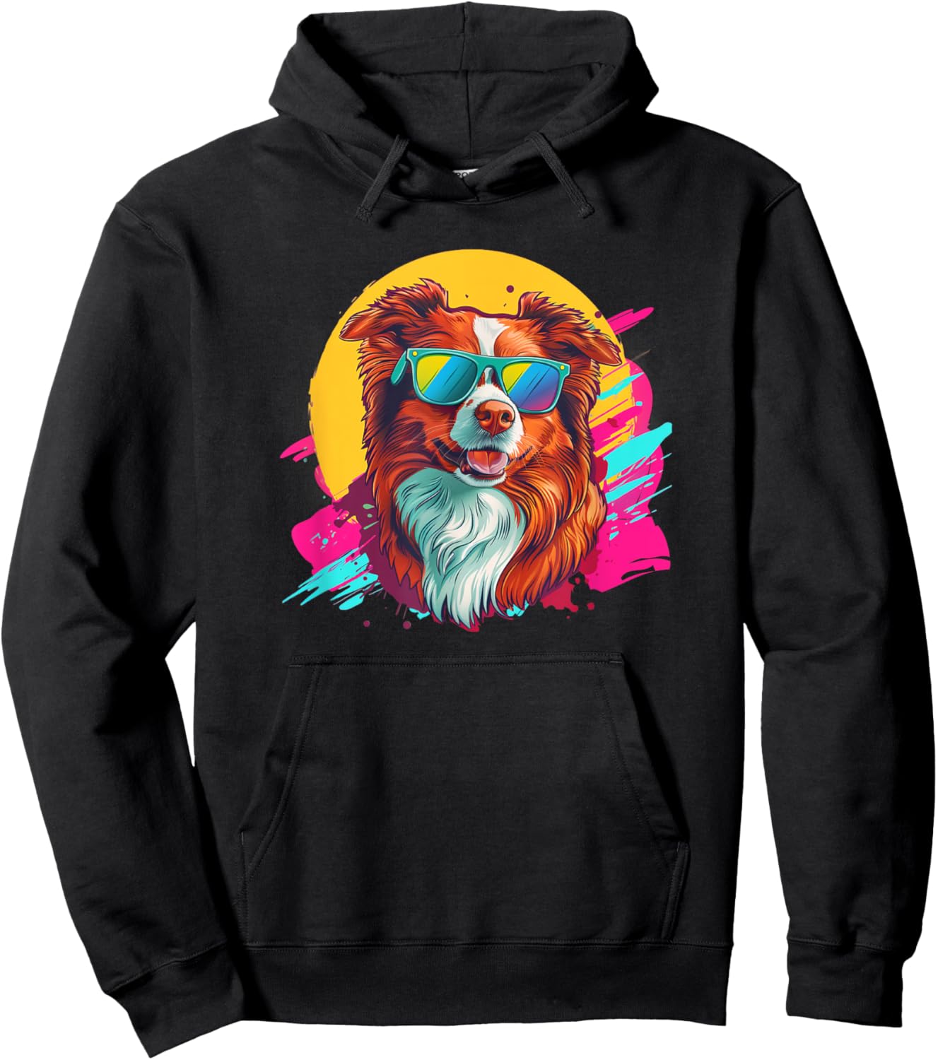 & Funny Retro Vintage Red Border Collie Lover Hoodie - Hoodie | Black