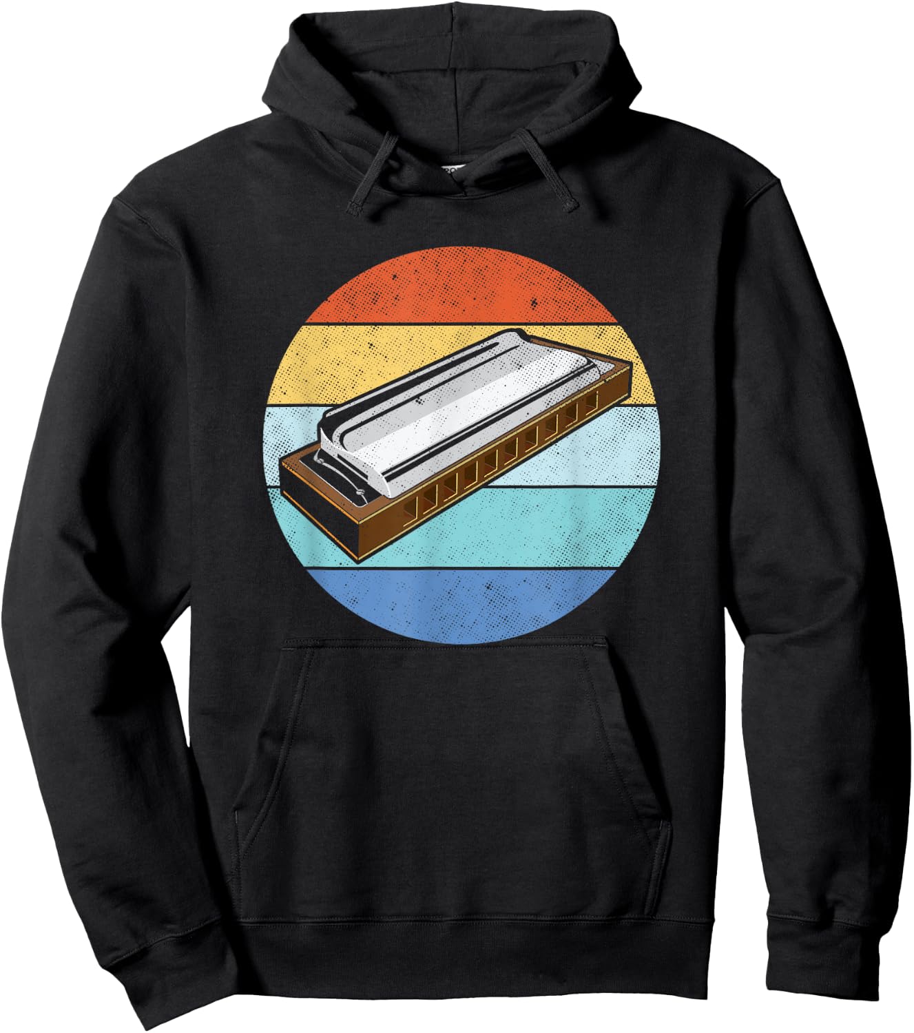 Harmonica Vintage Retro Harmonica Player Gift Hoodie - Hoodie | Black