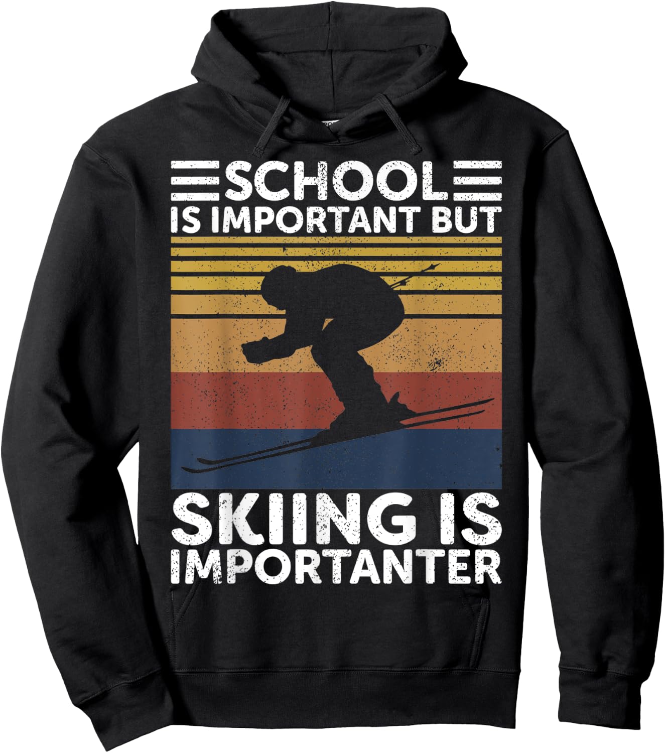 School Is Important But Skiing Is Importanter Ski Funny Gift Hoodie - Hoodie | Black