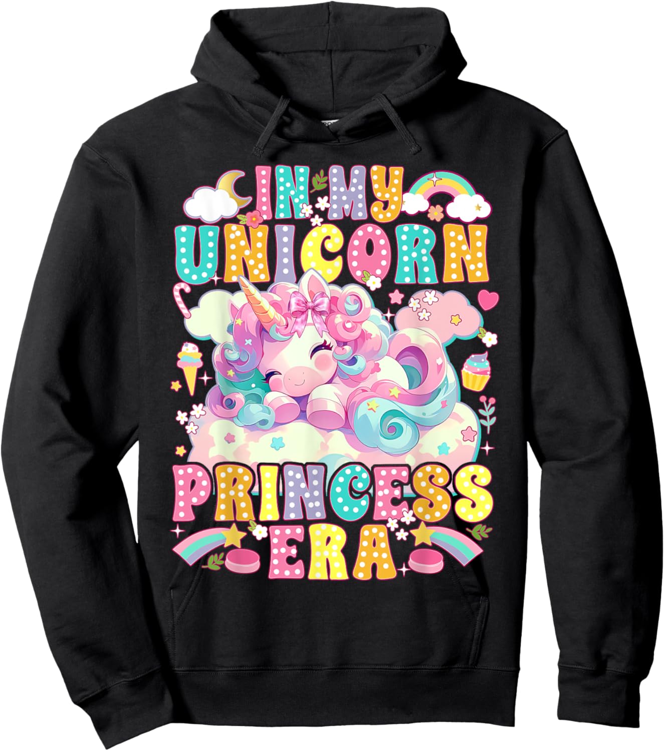 In My Unicorn Princess Era Unicorn Lover Girl Hoodie - Hoodie | Black