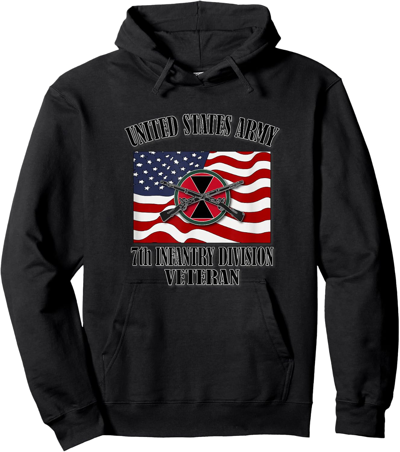 7th Infantry Division Veteran (Front Design) Hoodie - Hoodie | Black