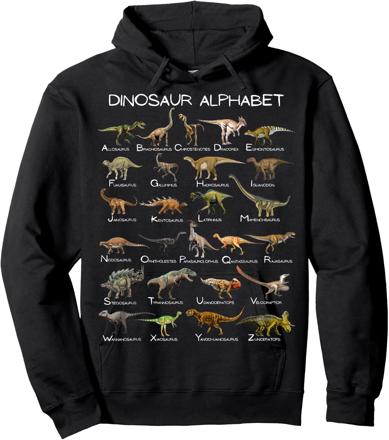Dinosaur Alphabet ABC Dino Paleontology Educational Hoodie - Hoodie | Black