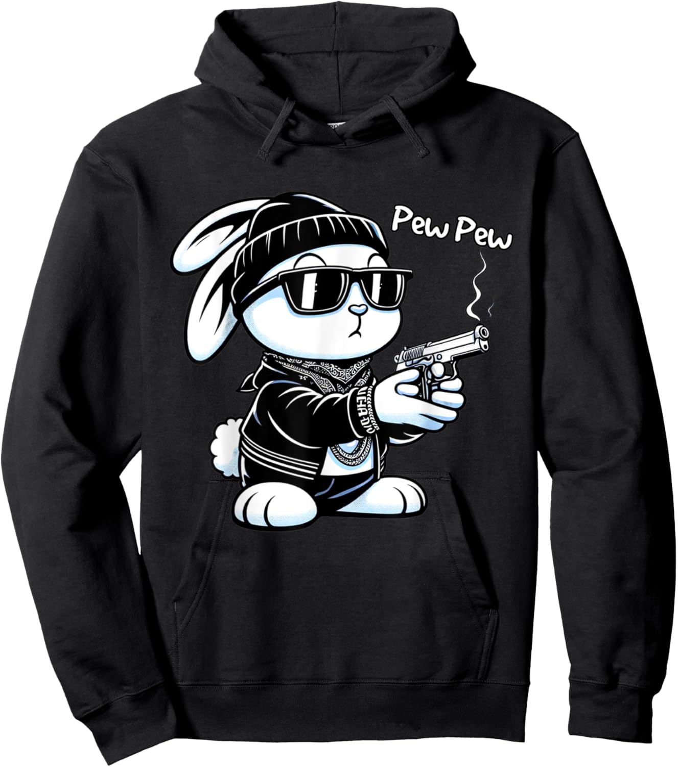 Thug Bunny Rabbit Gangster Rabbit With Gun Funny Rabbit Hoodie - Hoodie | Black
