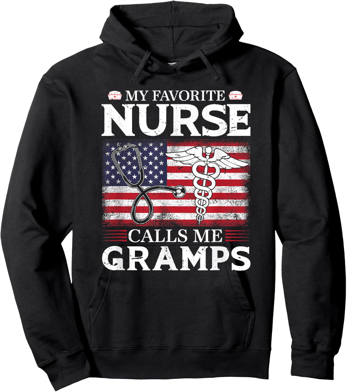 My Favorite Nurse Calls Me Gramps Father's Day Hoodie - Hoodie | Black
